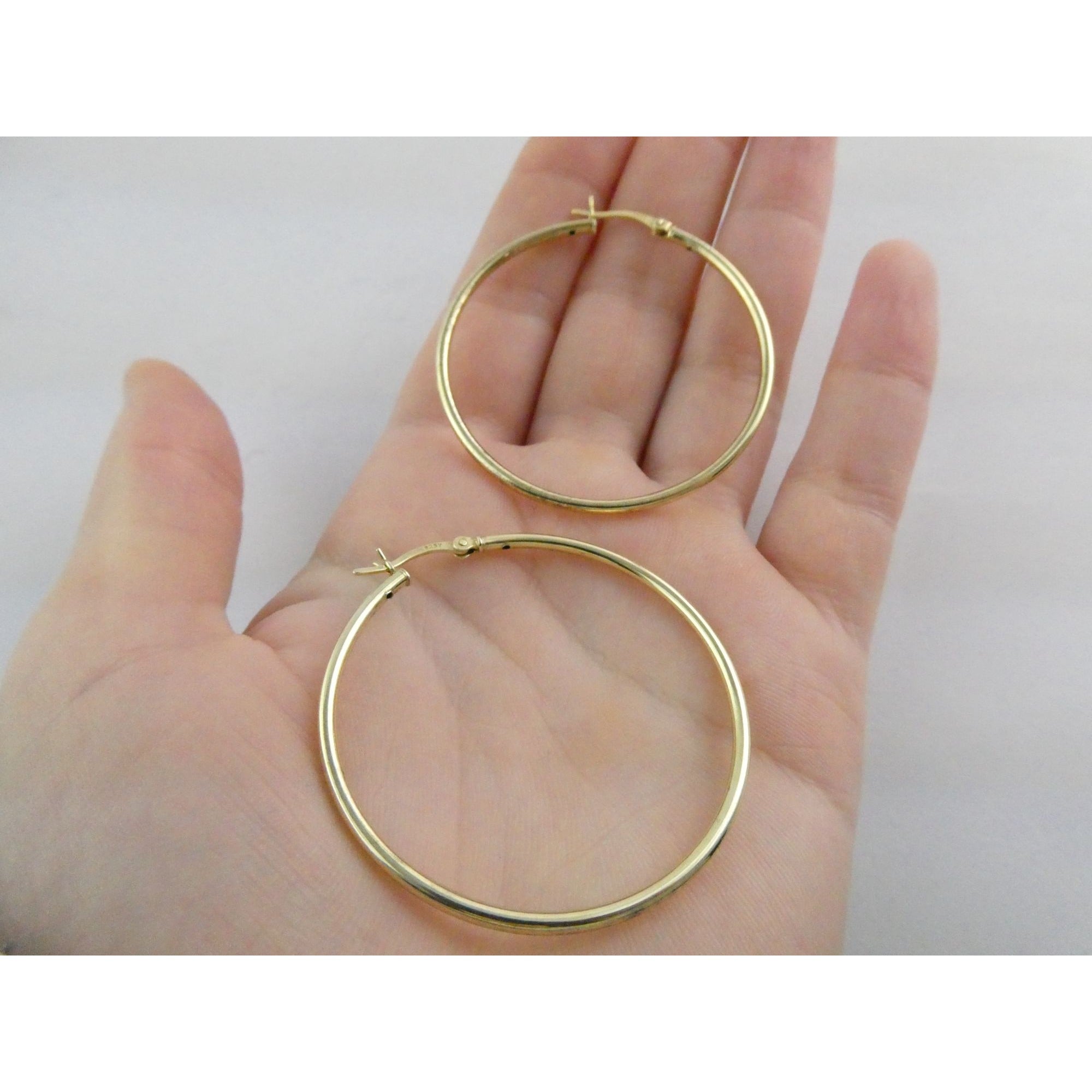 Gilt Sterling Silver Hoop Earrings 925 4.4g 44mm Diameter