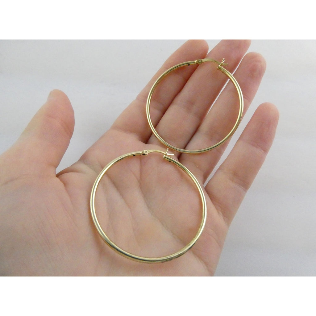 Gilt Sterling Silver Hoop Earrings 925 4.4g 44mm Diameter