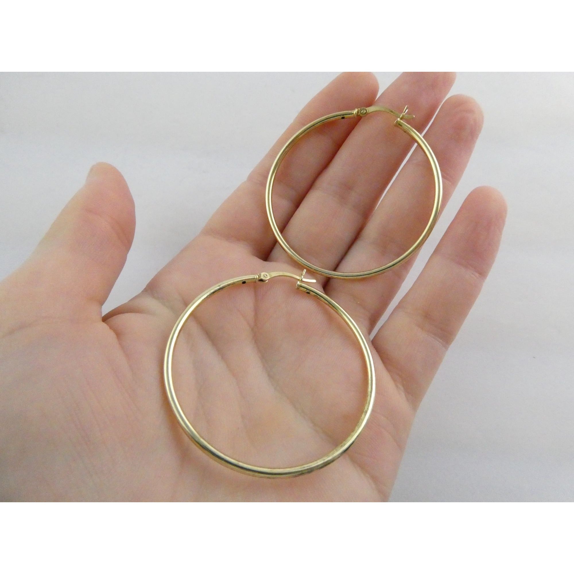 Gilt Sterling Silver Hoop Earrings 925 4.4g 44mm Diameter