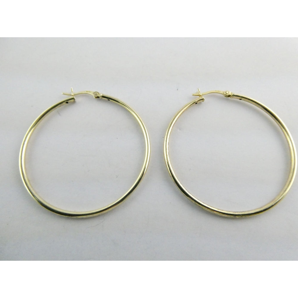 Gilt Sterling Silver Hoop Earrings 925 4.4g 44mm Diameter