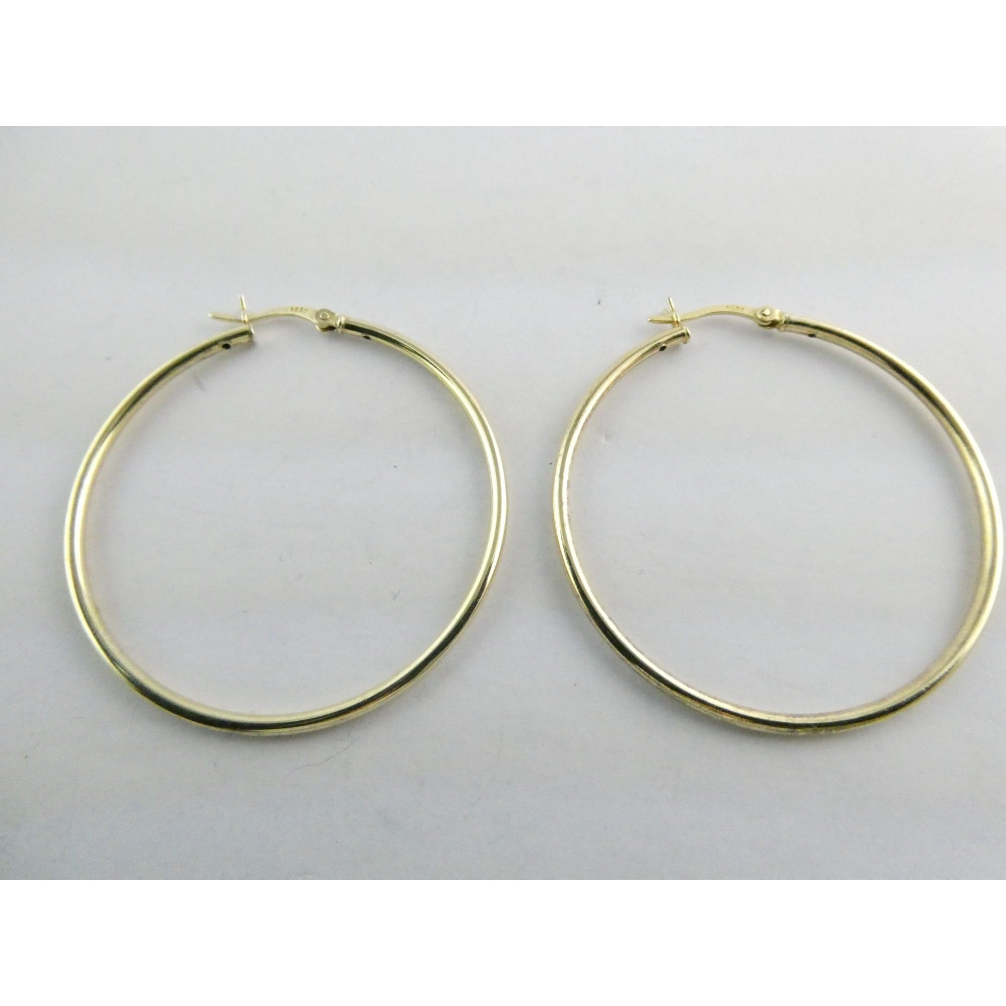 Gilt Sterling Silver Hoop Earrings 925 4.4g 44mm Diameter