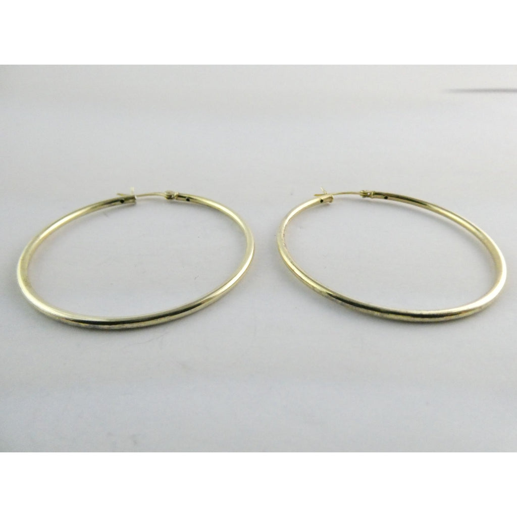 Gilt Sterling Silver Hoop Earrings 925 4.4g 44mm Diameter