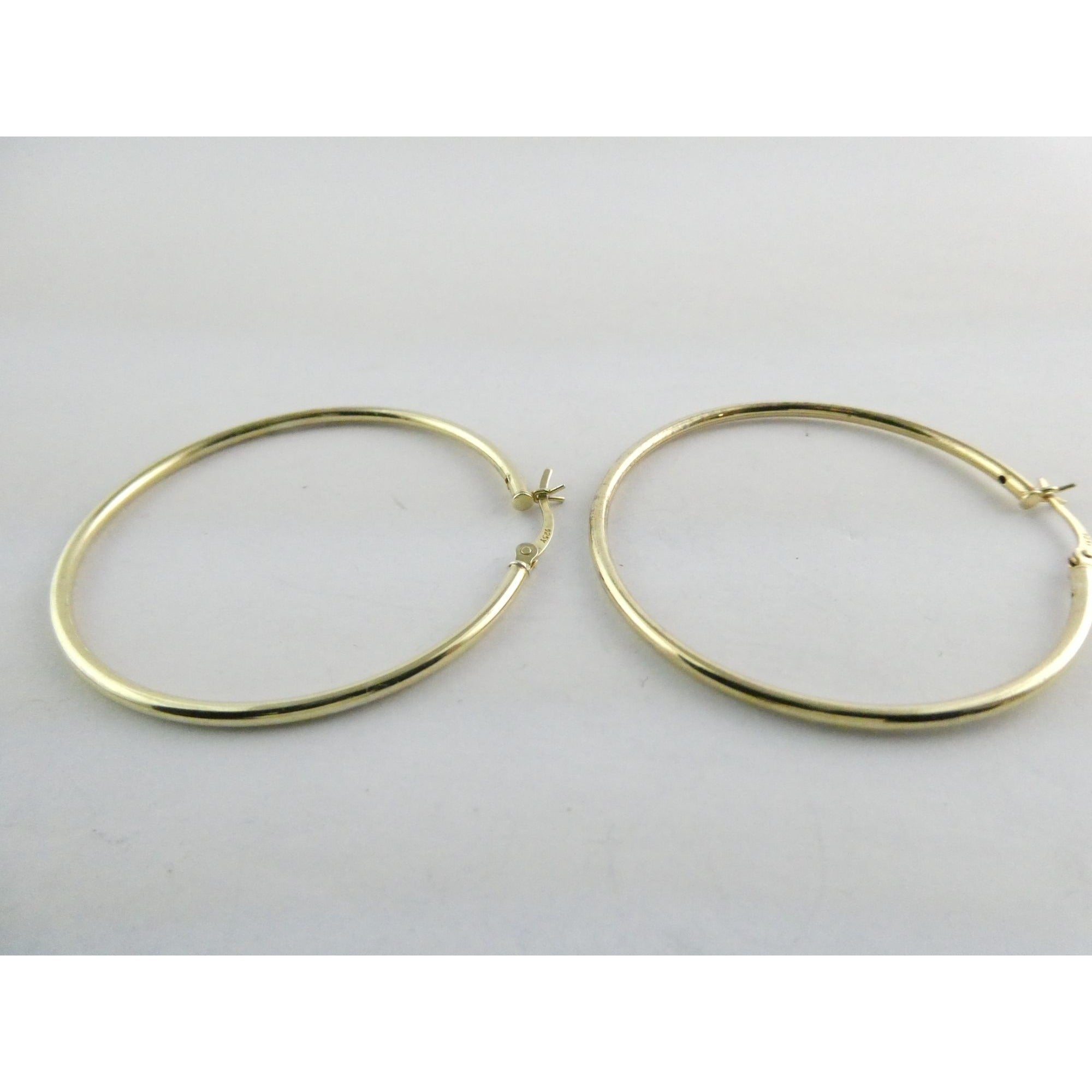 Gilt Sterling Silver Hoop Earrings 925 4.4g 44mm Diameter