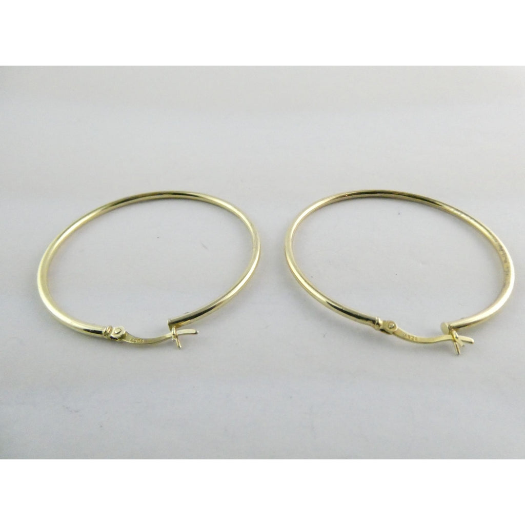 Gilt Sterling Silver Hoop Earrings 925 4.4g 44mm Diameter