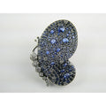 Pandora ALE Blue and White Pave Butterfly Brooch Pendant 6.2g 29mm Length