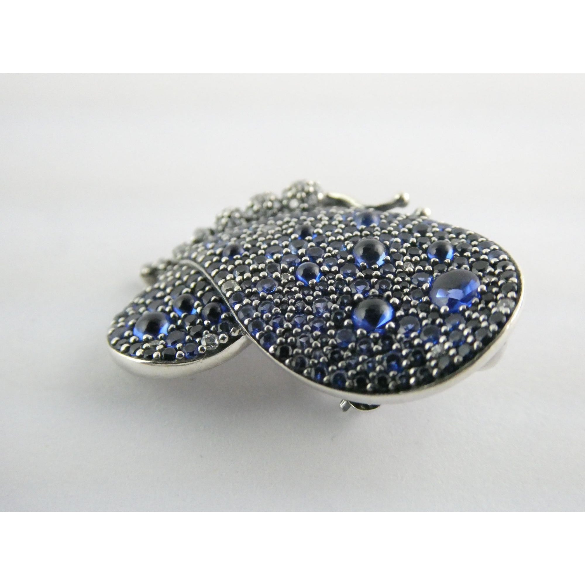 Pandora ALE Blue and White Pave Butterfly Brooch Pendant 6.2g 29mm Length