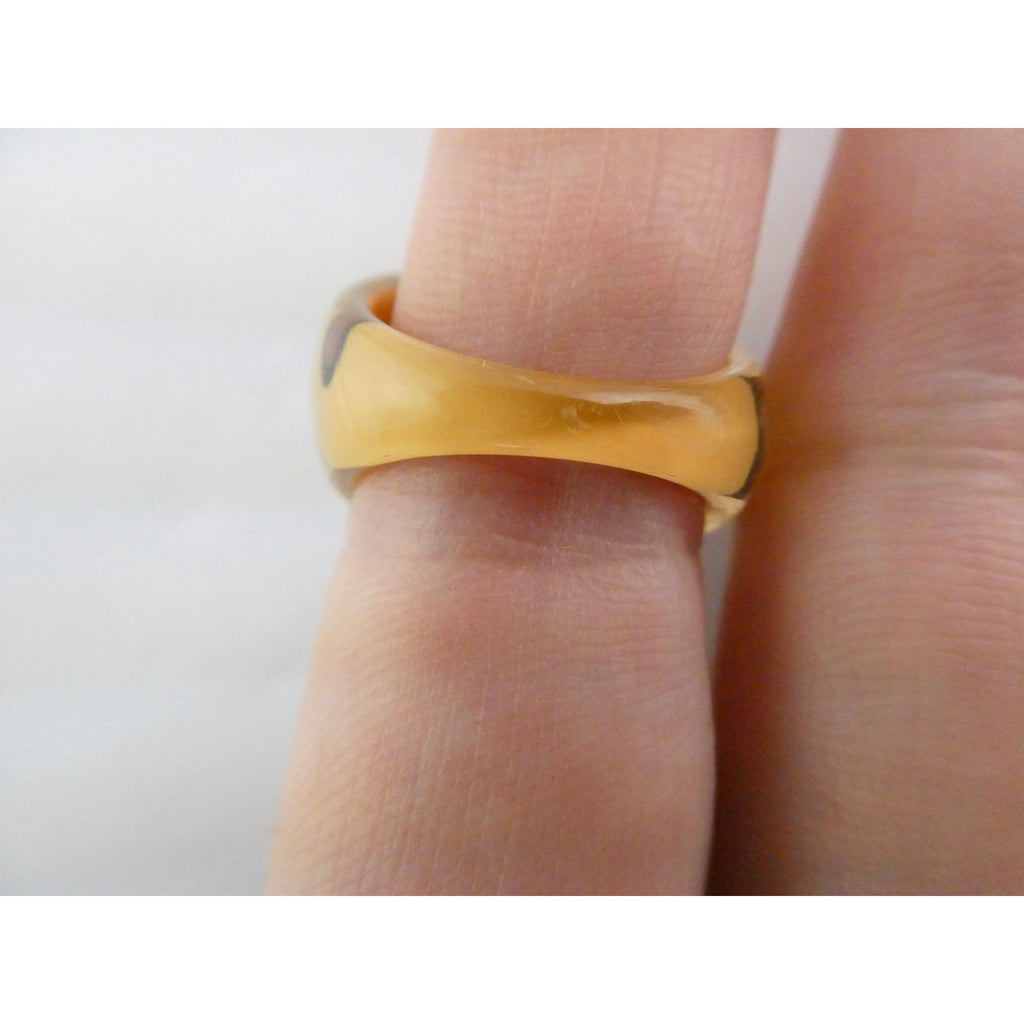 Vintage Clear Plastic Domed Reverse Painted Leopard Print Pattern Ring Size 6