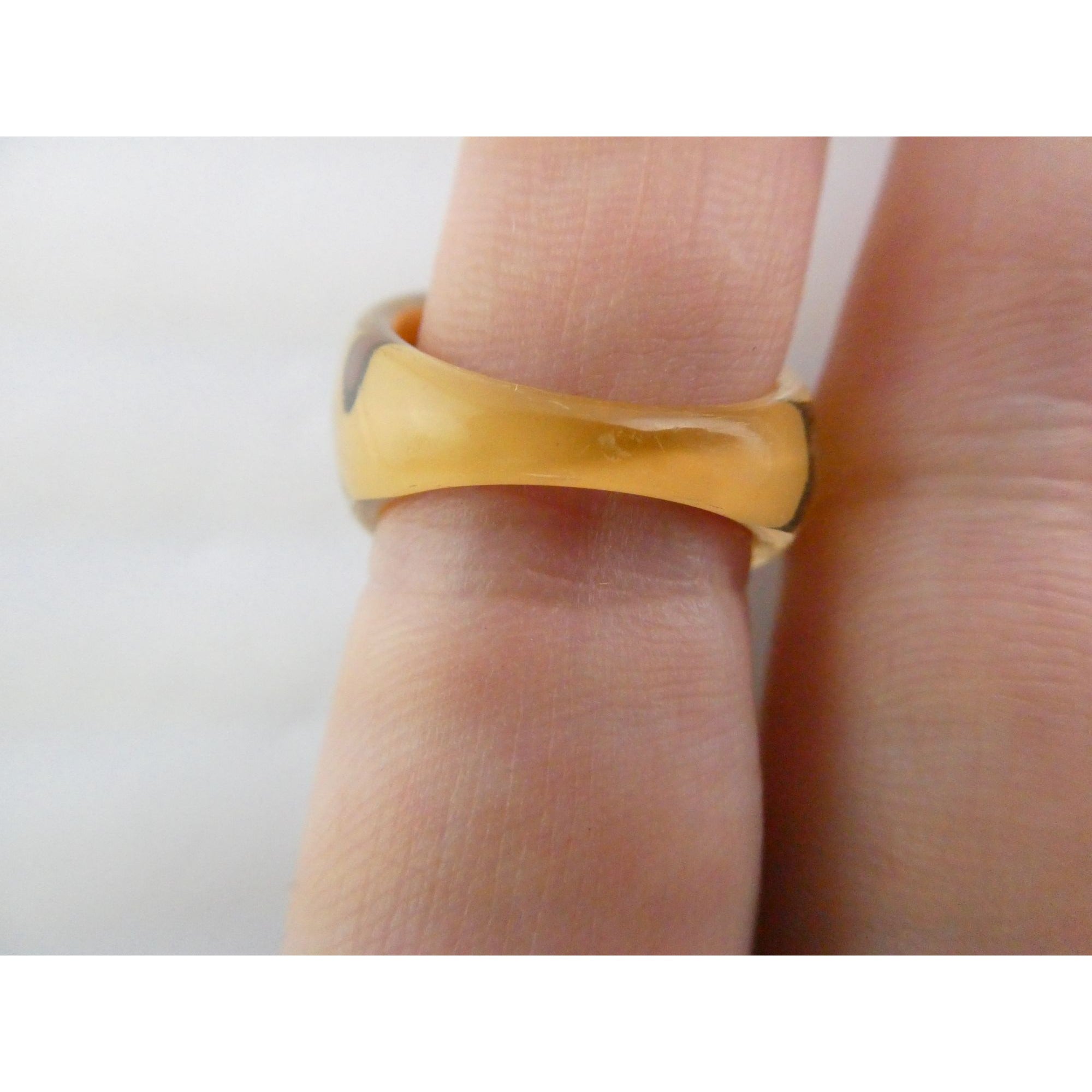 Vintage Clear Plastic Domed Reverse Painted Leopard Print Pattern Ring Size 6