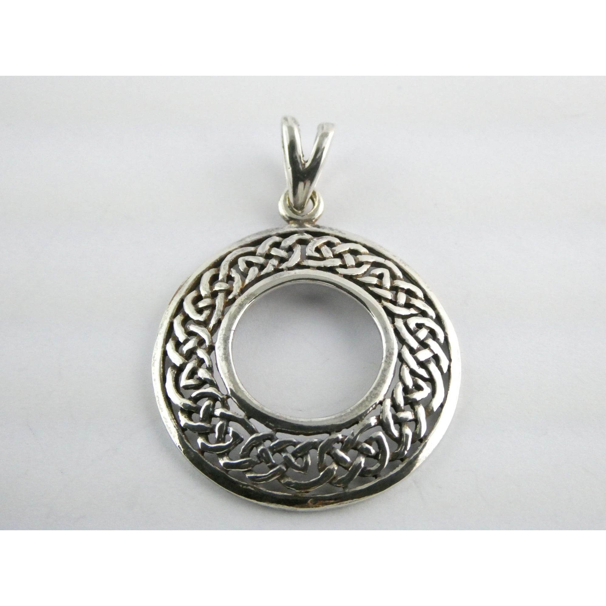 Sterling Silver Celtic Knots Openwork Disc Pendant 925 6.3g 1.75 Inch Length