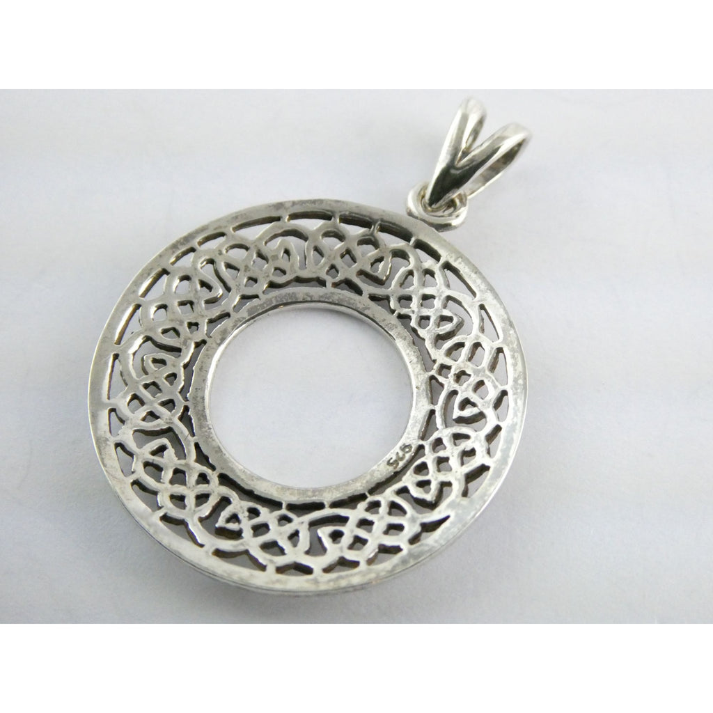 Sterling Silver Celtic Knots Openwork Disc Pendant 925 6.3g 1.75 Inch Length