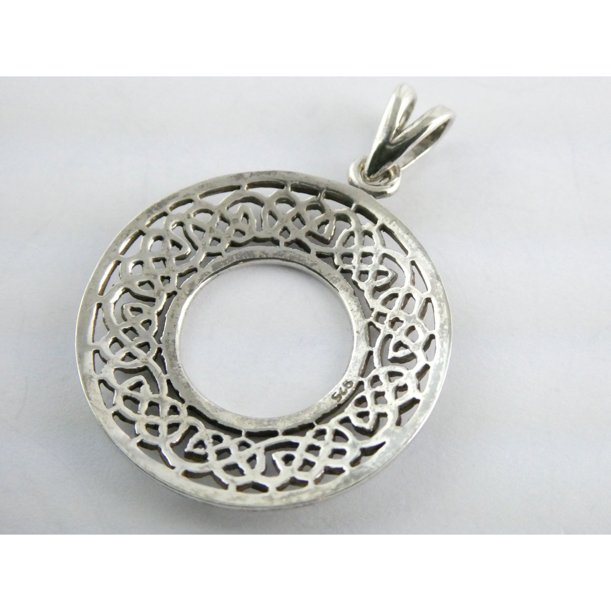 Sterling Silver Celtic Knots Openwork Disc Pendant 925 6.3g 1.75 Inch Length