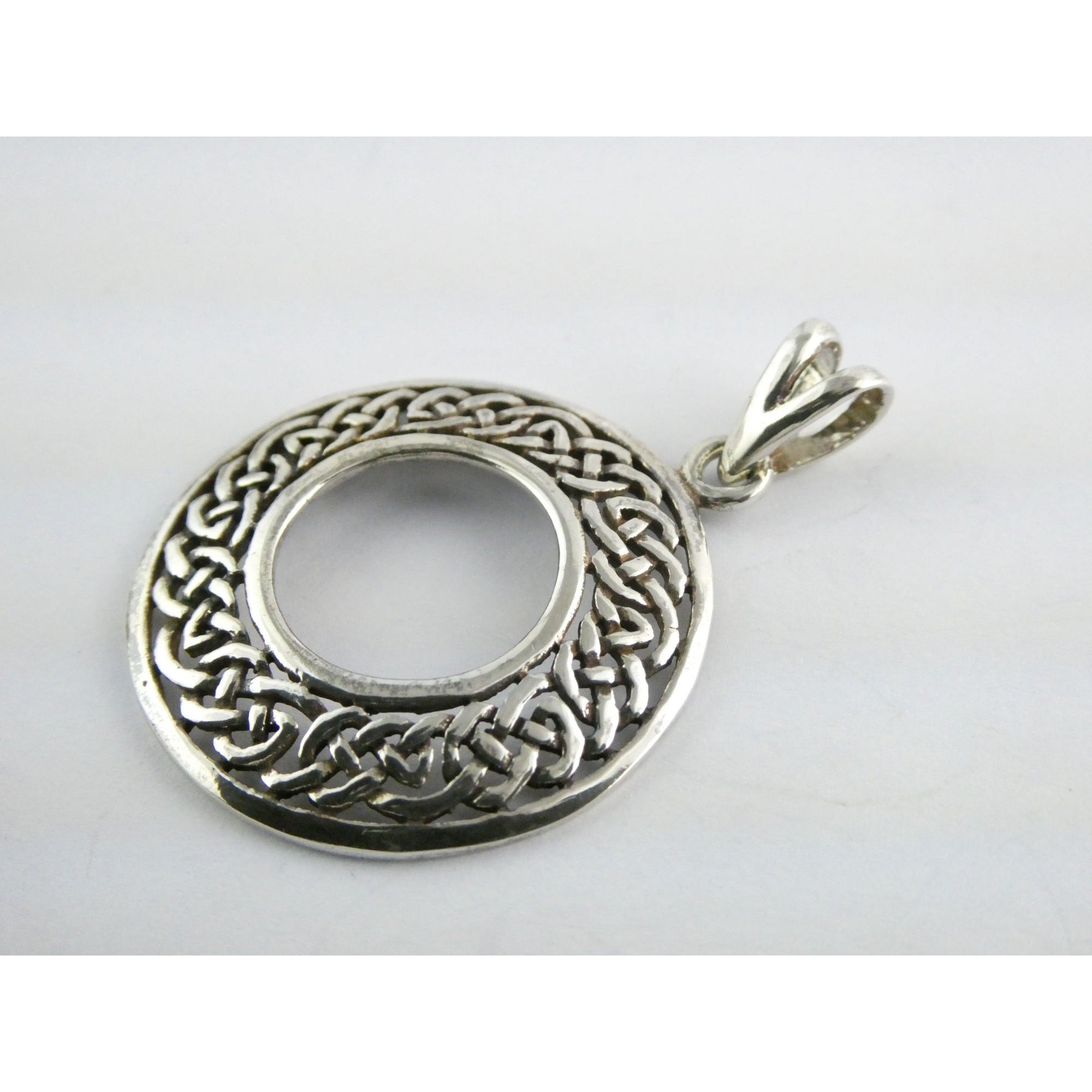 Sterling Silver Celtic Knots Openwork Disc Pendant 925 6.3g 1.75 Inch Length
