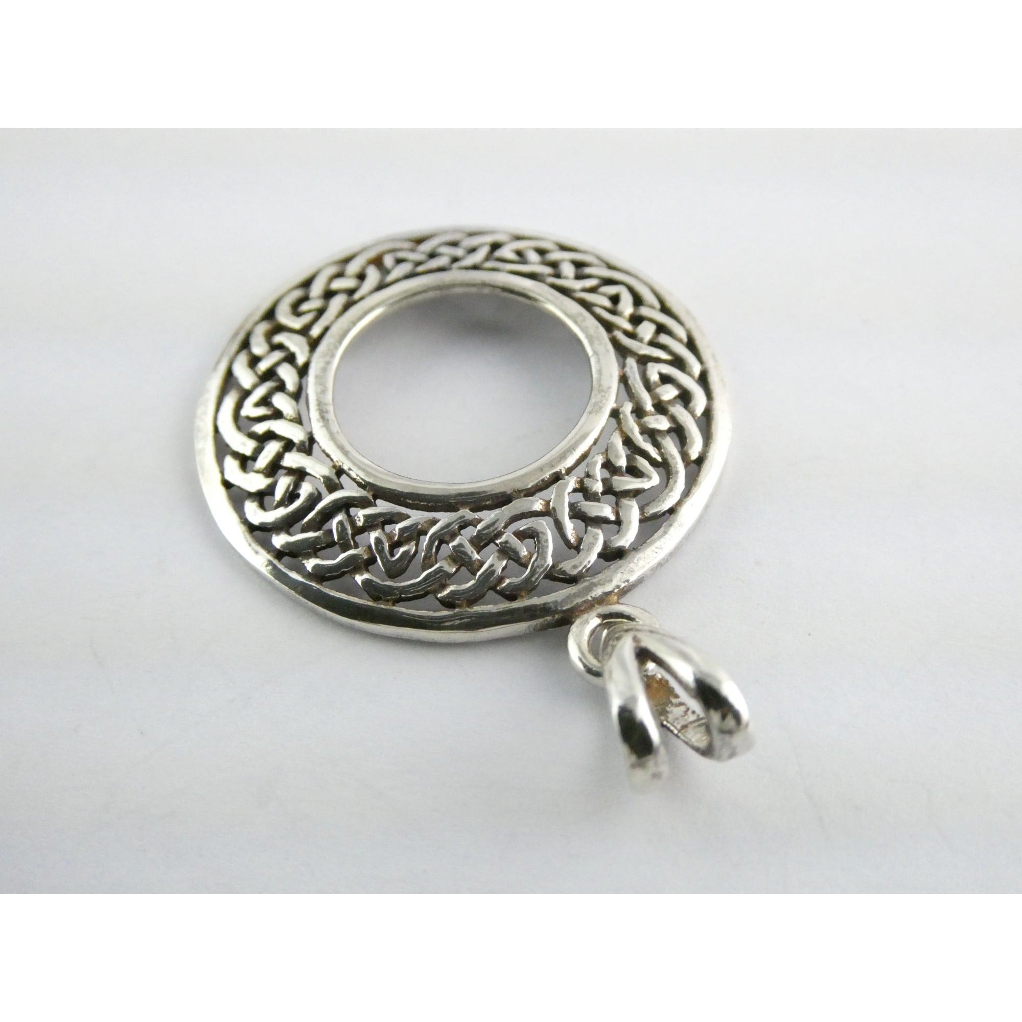 Sterling Silver Celtic Knots Openwork Disc Pendant 925 6.3g 1.75 Inch Length