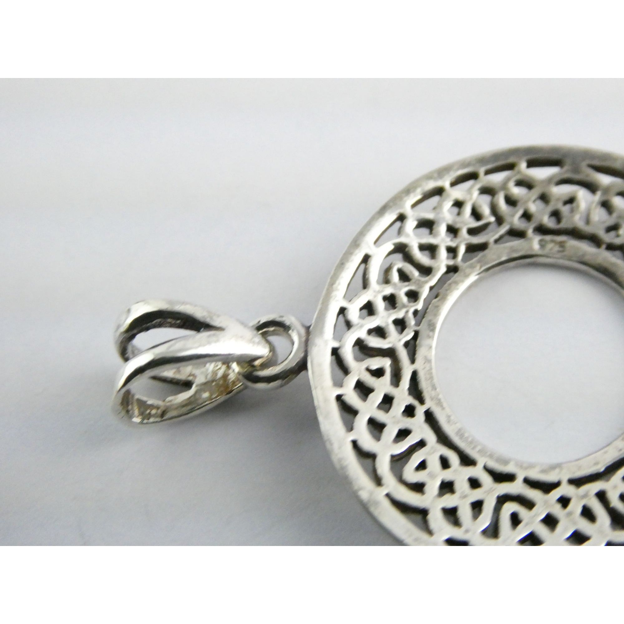 Sterling Silver Celtic Knots Openwork Disc Pendant 925 6.3g 1.75 Inch Length
