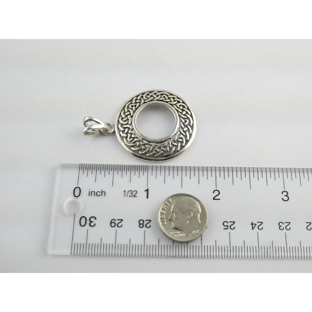 Sterling Silver Celtic Knots Openwork Disc Pendant 925 6.3g 1.75 Inch Length
