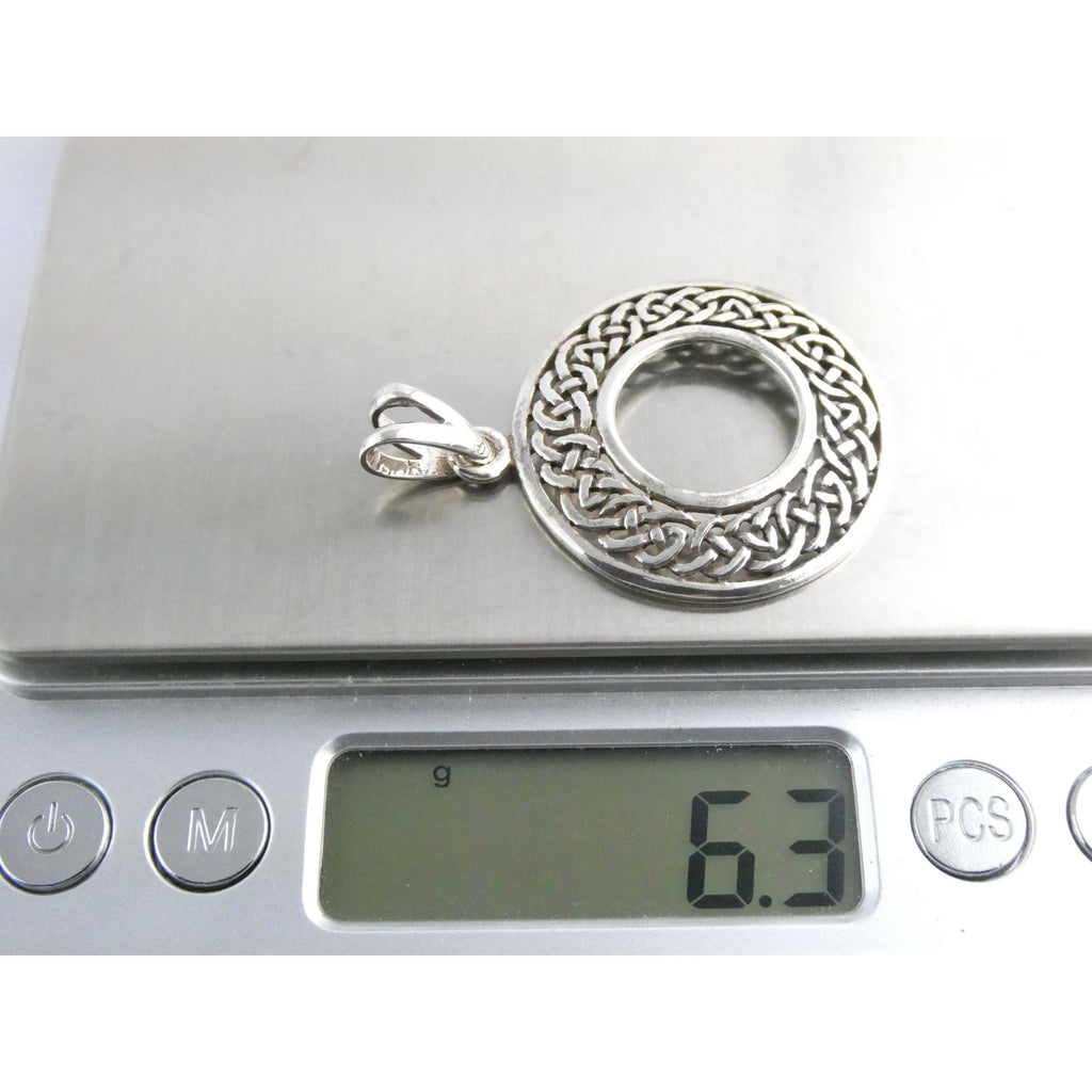 Sterling Silver Celtic Knots Openwork Disc Pendant 925 6.3g 1.75 Inch Length