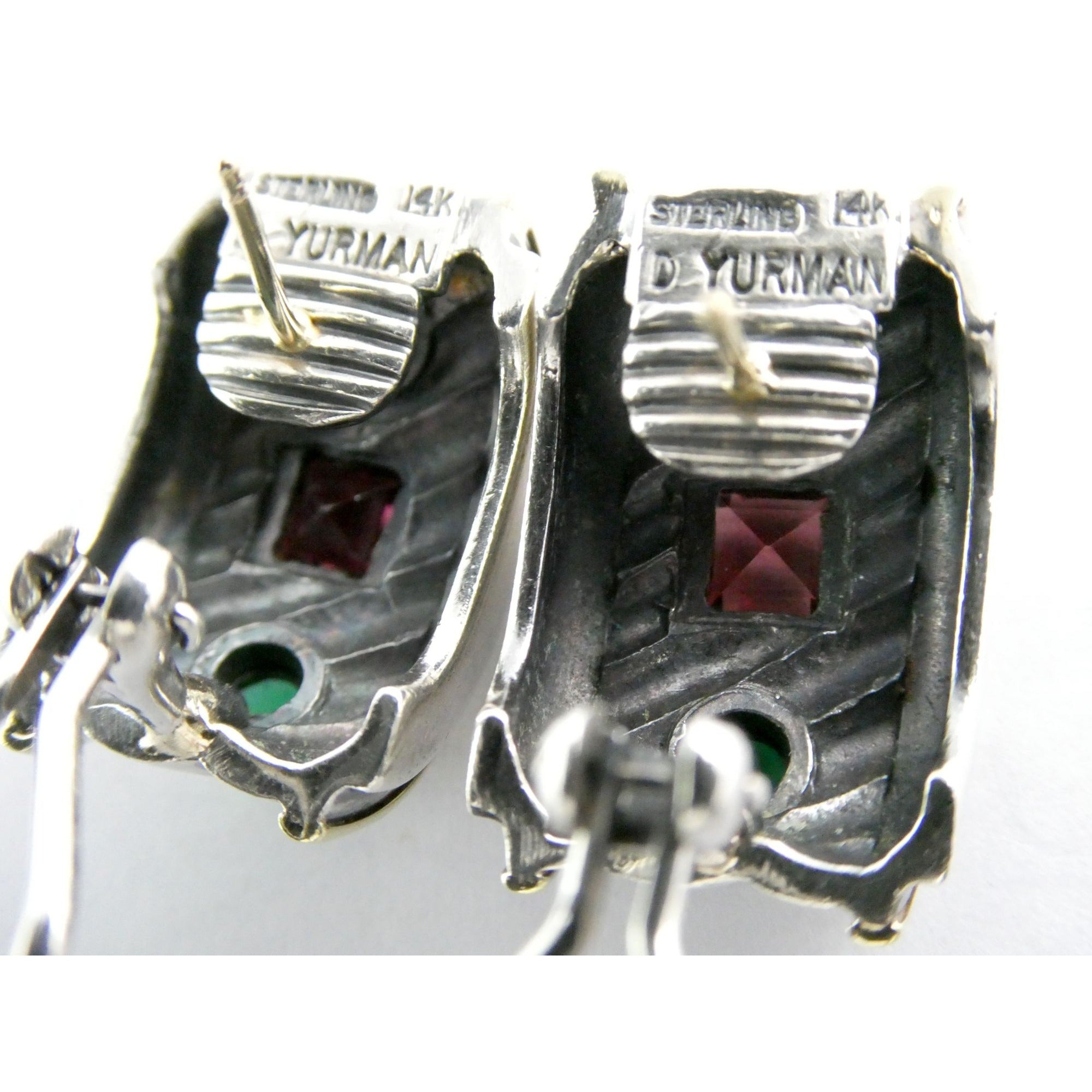 David Yurman Renaissance Sterling 14k Gold Tourmaline Dyed Chalcedony Earrings