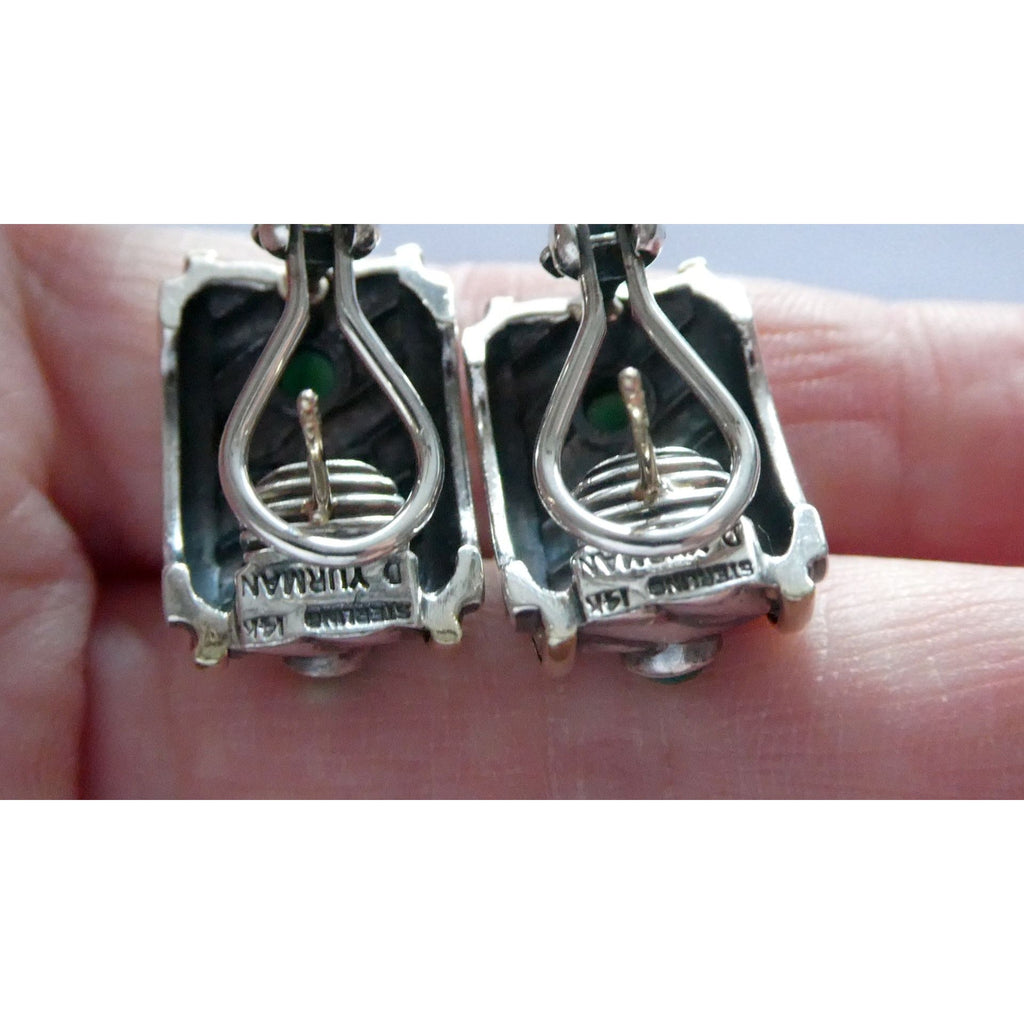 David Yurman Renaissance Sterling 14k Gold Tourmaline Dyed Chalcedony Earrings
