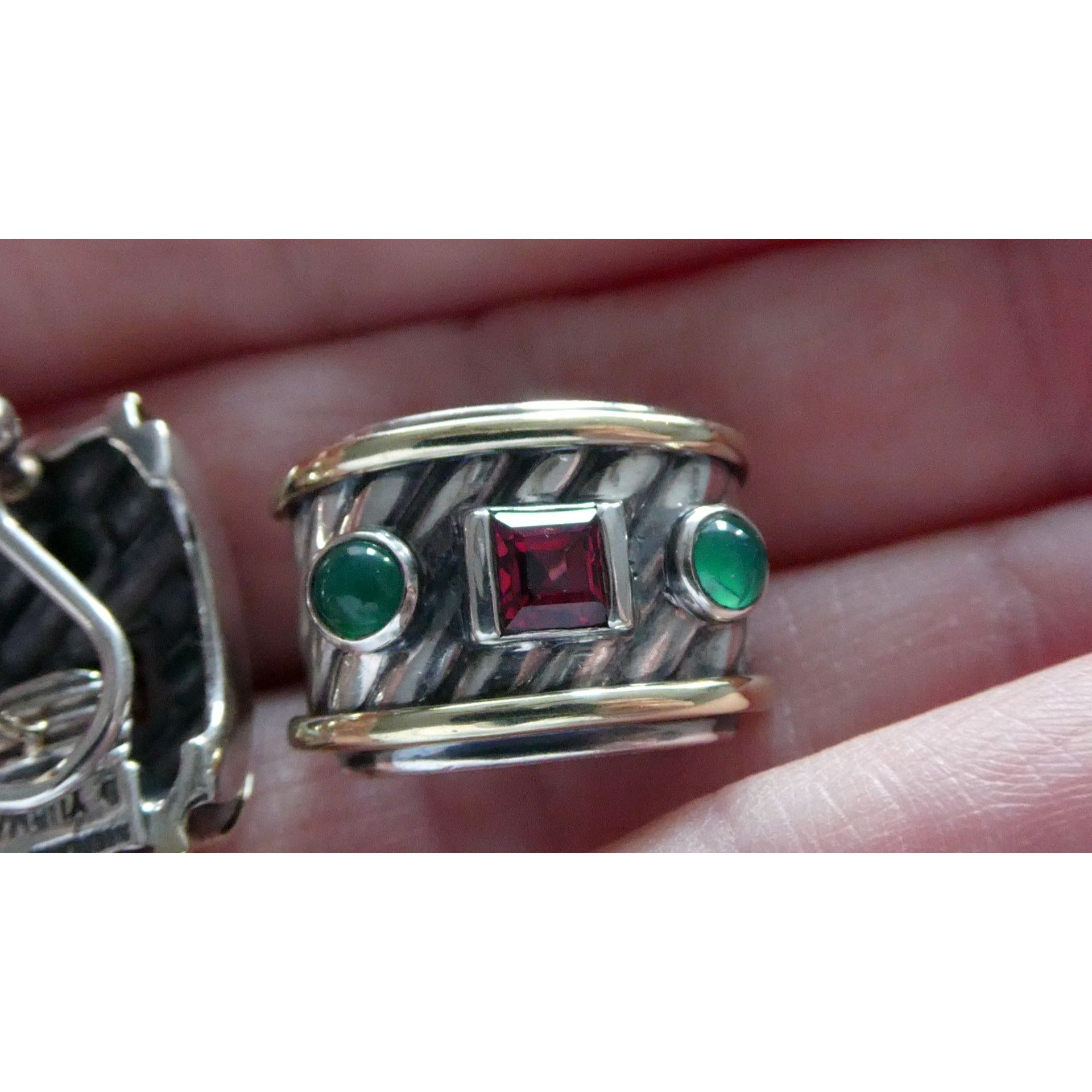 David Yurman Renaissance Sterling 14k Gold Tourmaline Dyed Chalcedony Earrings