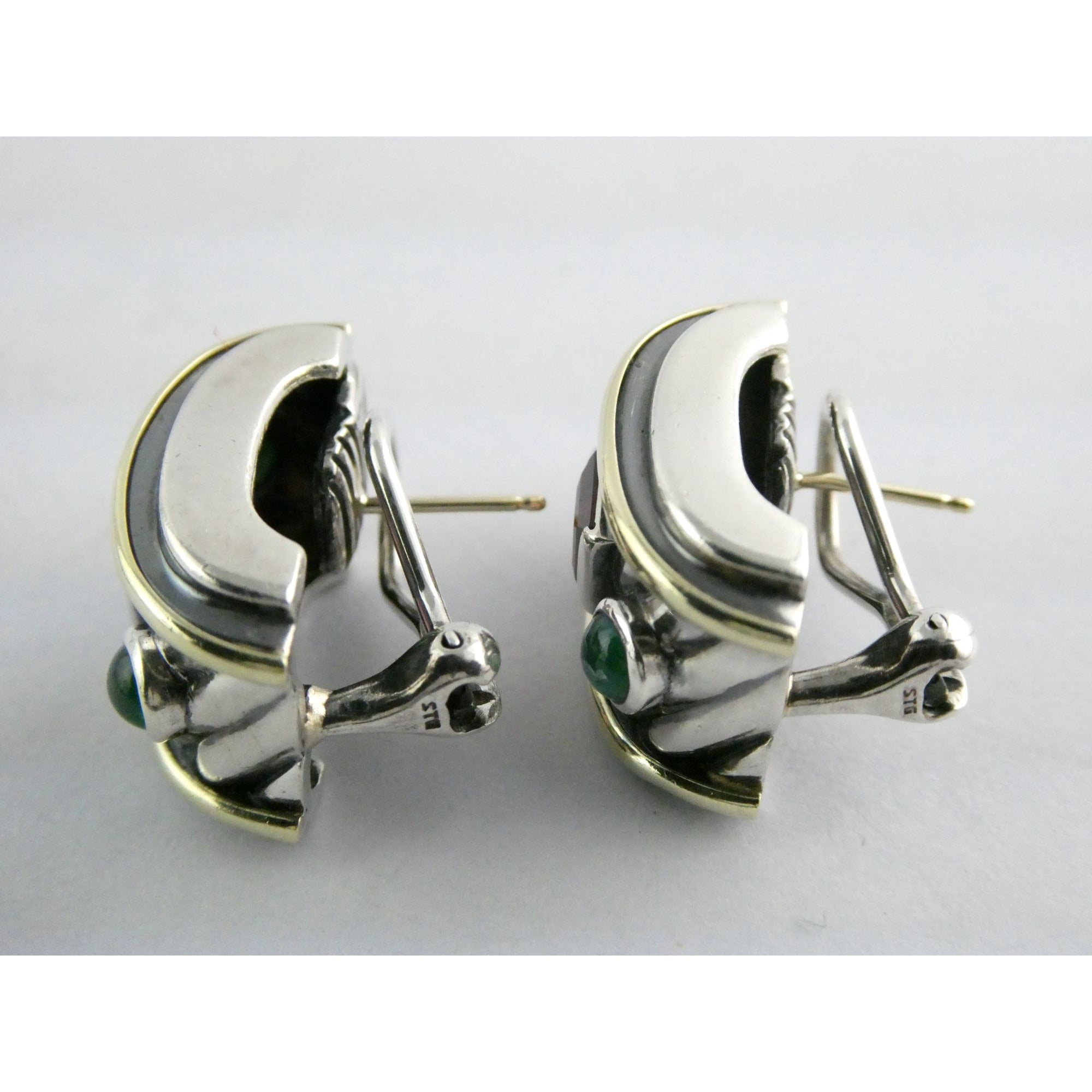 David Yurman Renaissance Sterling 14k Gold Tourmaline Dyed Chalcedony Earrings