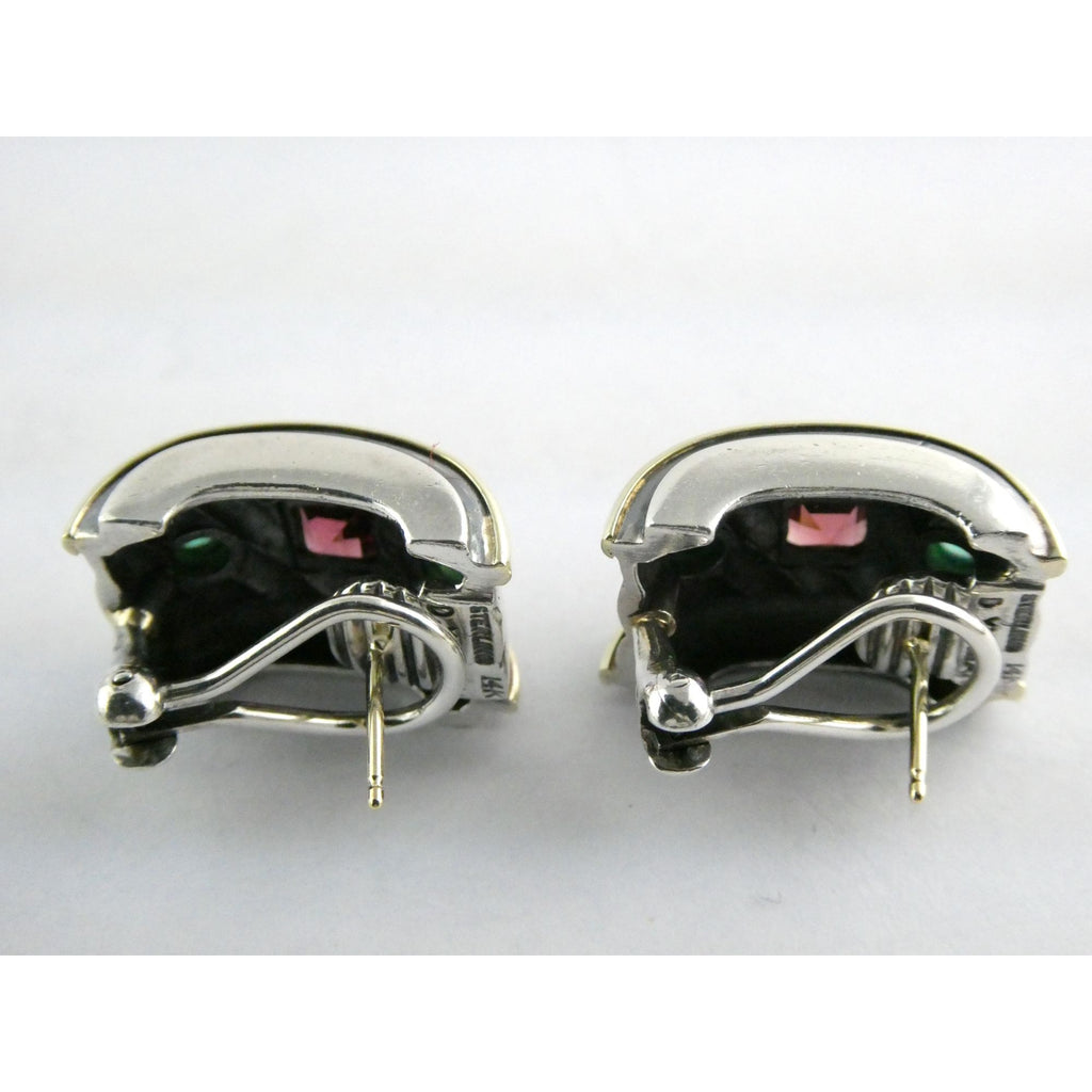 David Yurman Renaissance Sterling 14k Gold Tourmaline Dyed Chalcedony Earrings