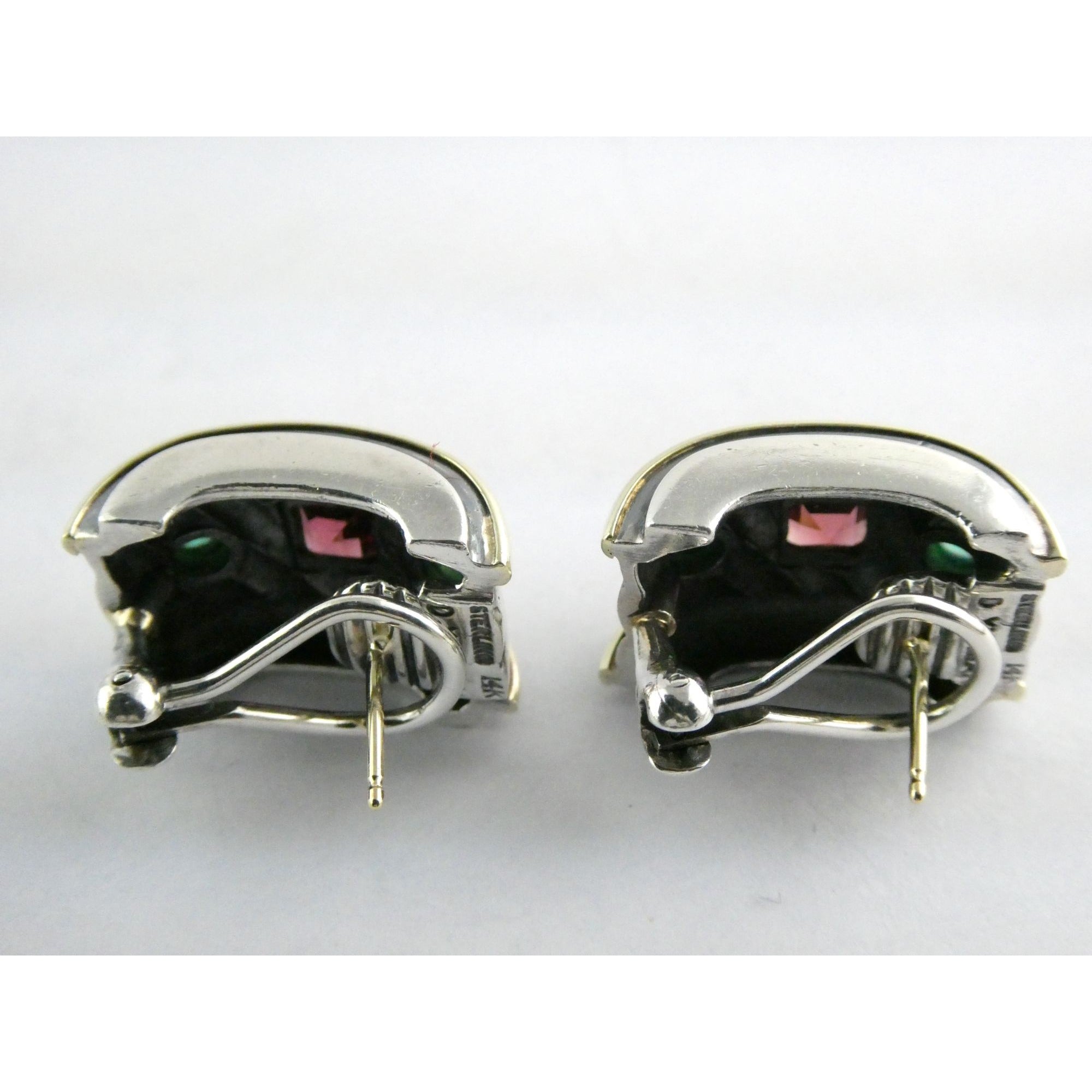 David Yurman Renaissance Sterling 14k Gold Tourmaline Dyed Chalcedony Earrings
