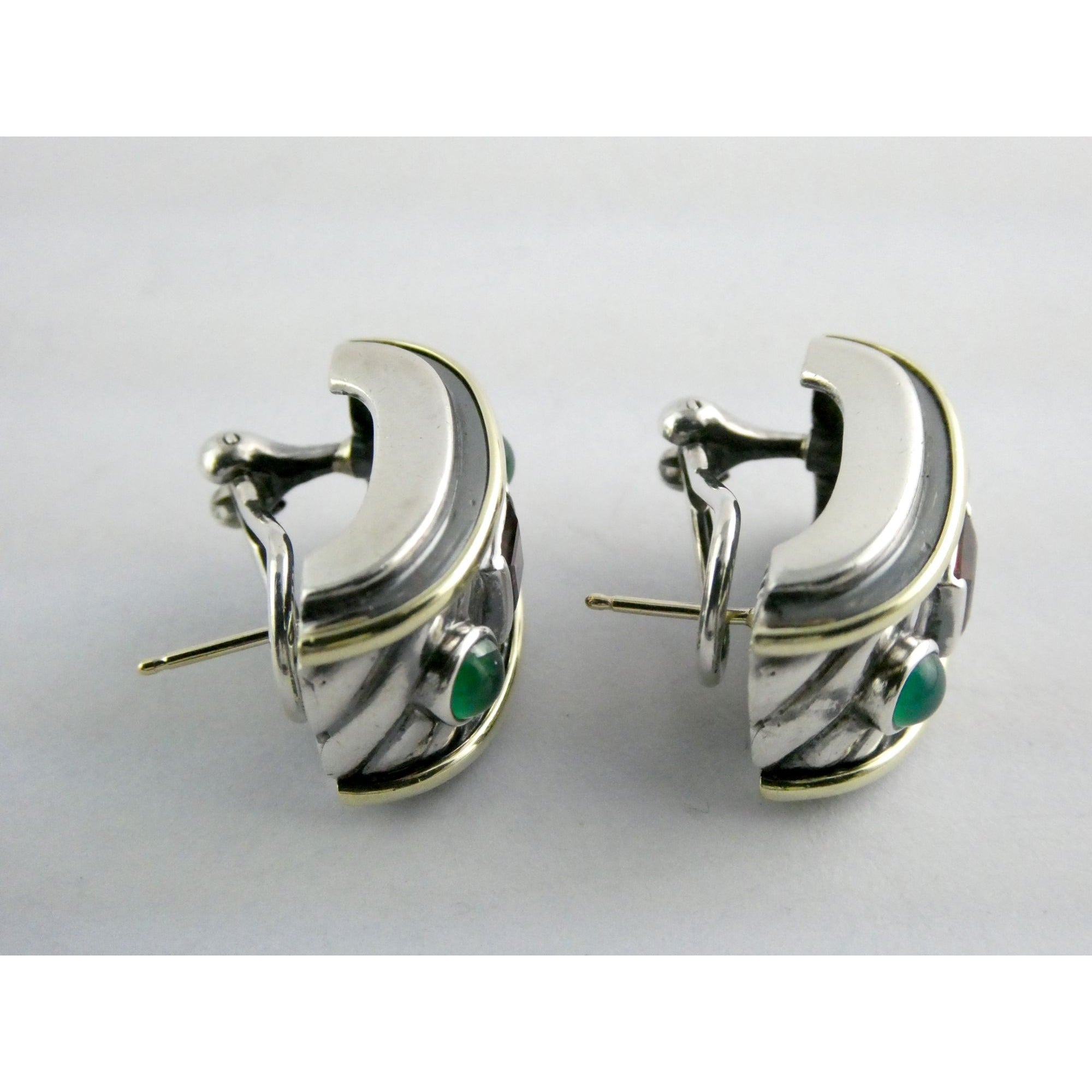 David Yurman Renaissance Sterling 14k Gold Tourmaline Dyed Chalcedony Earrings