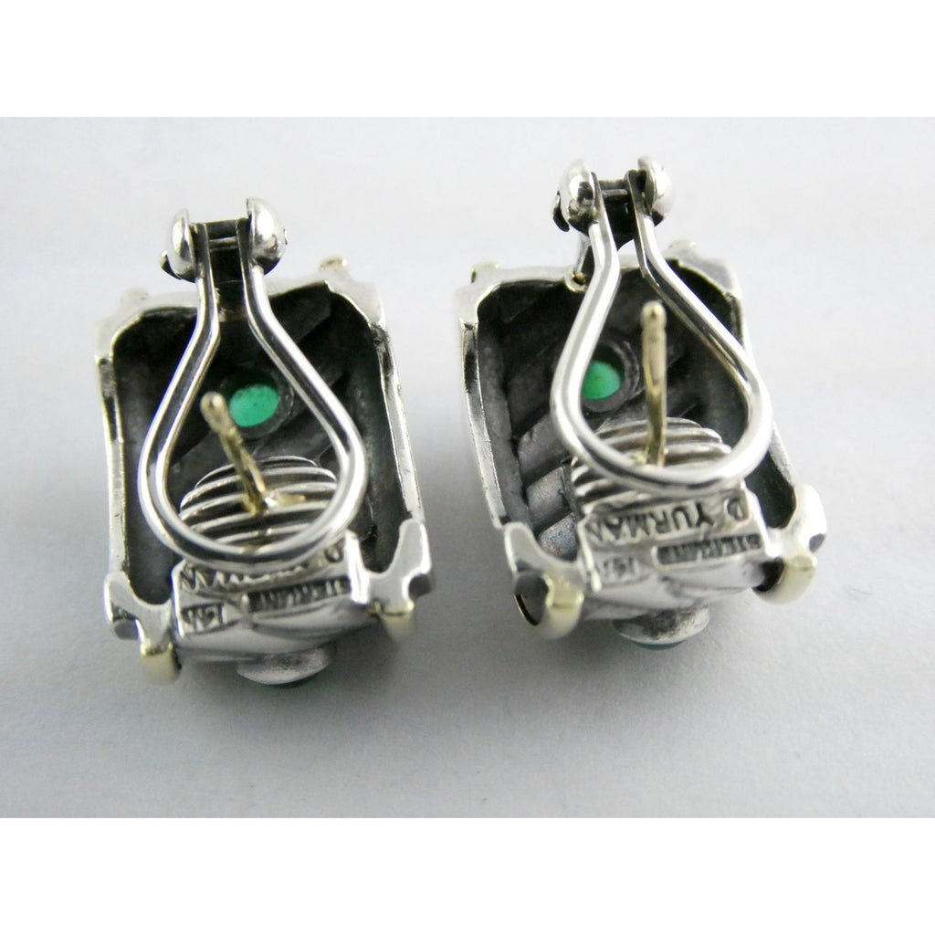 David Yurman Renaissance Sterling 14k Gold Tourmaline Dyed Chalcedony Earrings