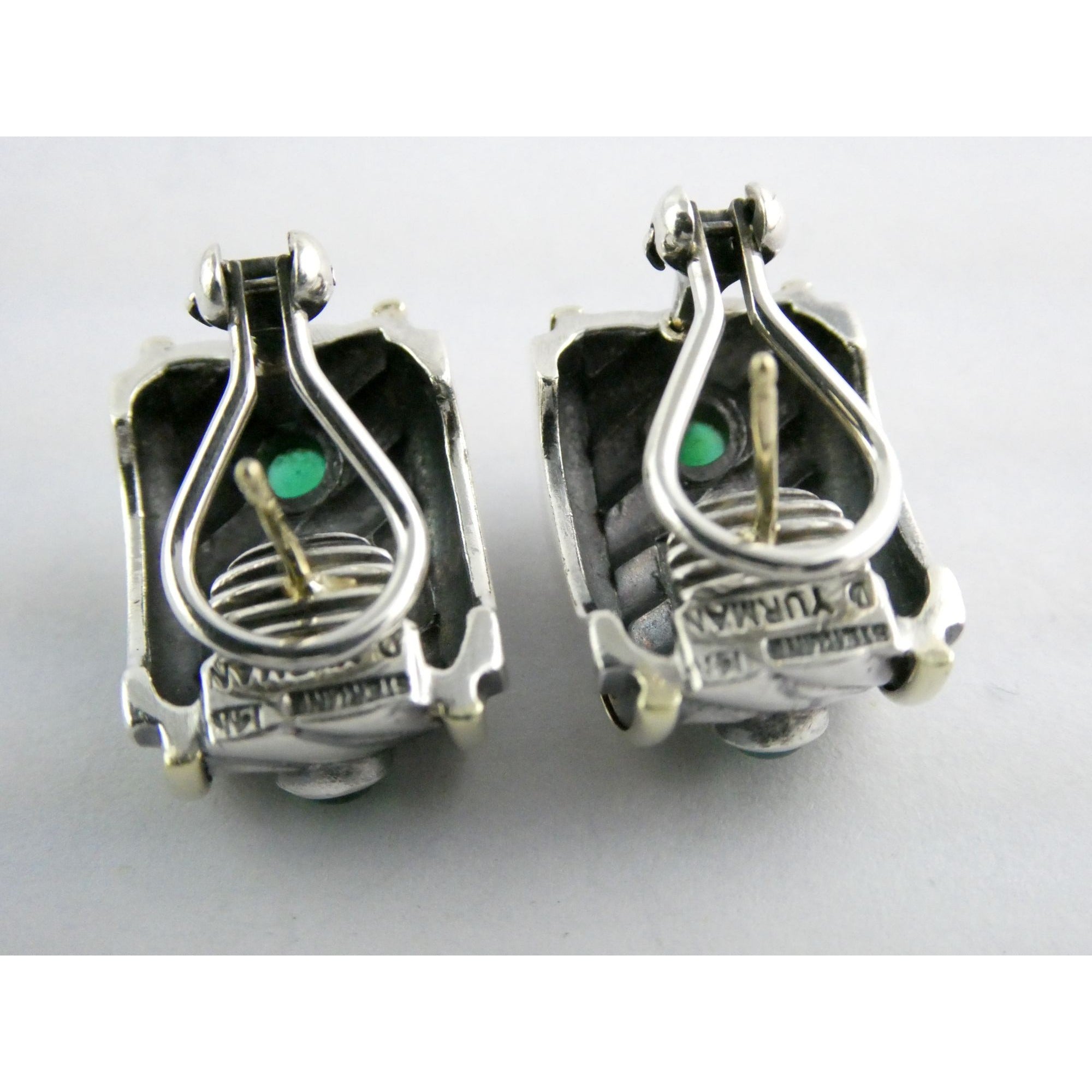 David Yurman Renaissance Sterling 14k Gold Tourmaline Dyed Chalcedony Earrings