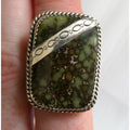 Southwestern NA Unmarked Sterling Silver Green Turquoise Ring Size 10.5 18.9g