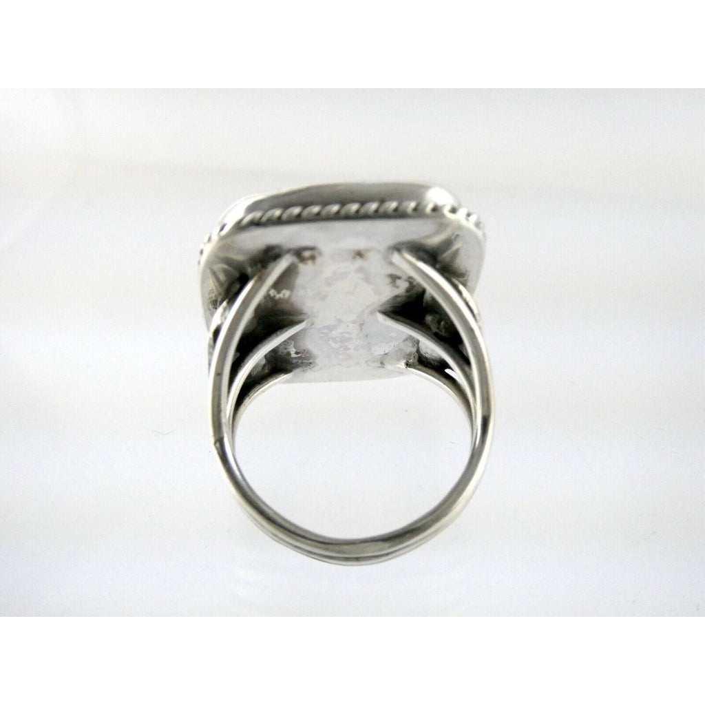 Southwestern NA Unmarked Sterling Silver Green Turquoise Ring Size 10.5 18.9g