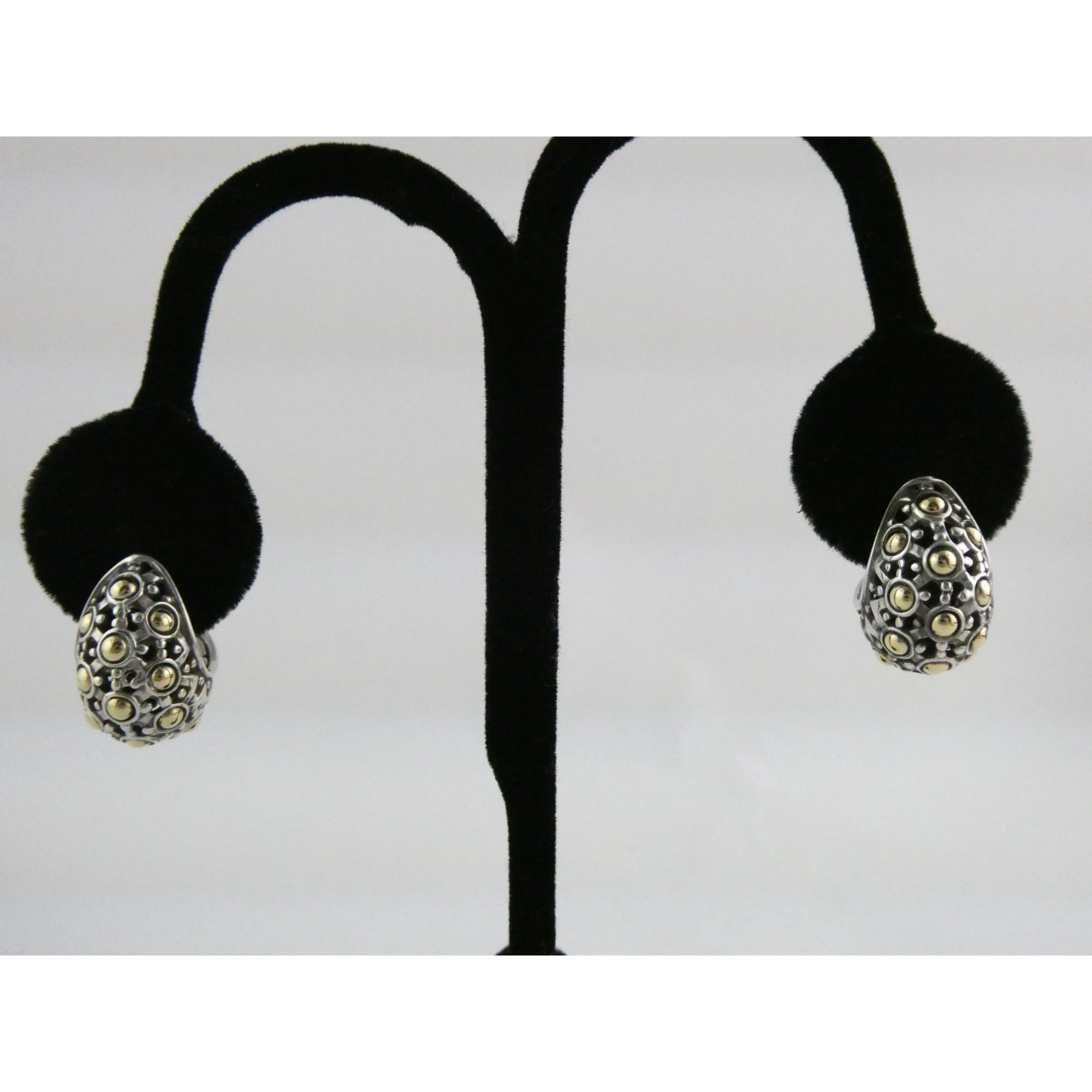 John Hardy Sterling Silver 18k Yellow Gold Jaisalmer Dot Buddha Belly Earrings