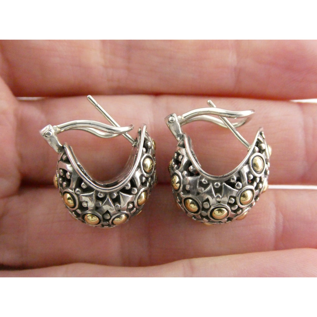 John Hardy Sterling Silver 18k Yellow Gold Jaisalmer Dot Buddha Belly Earrings