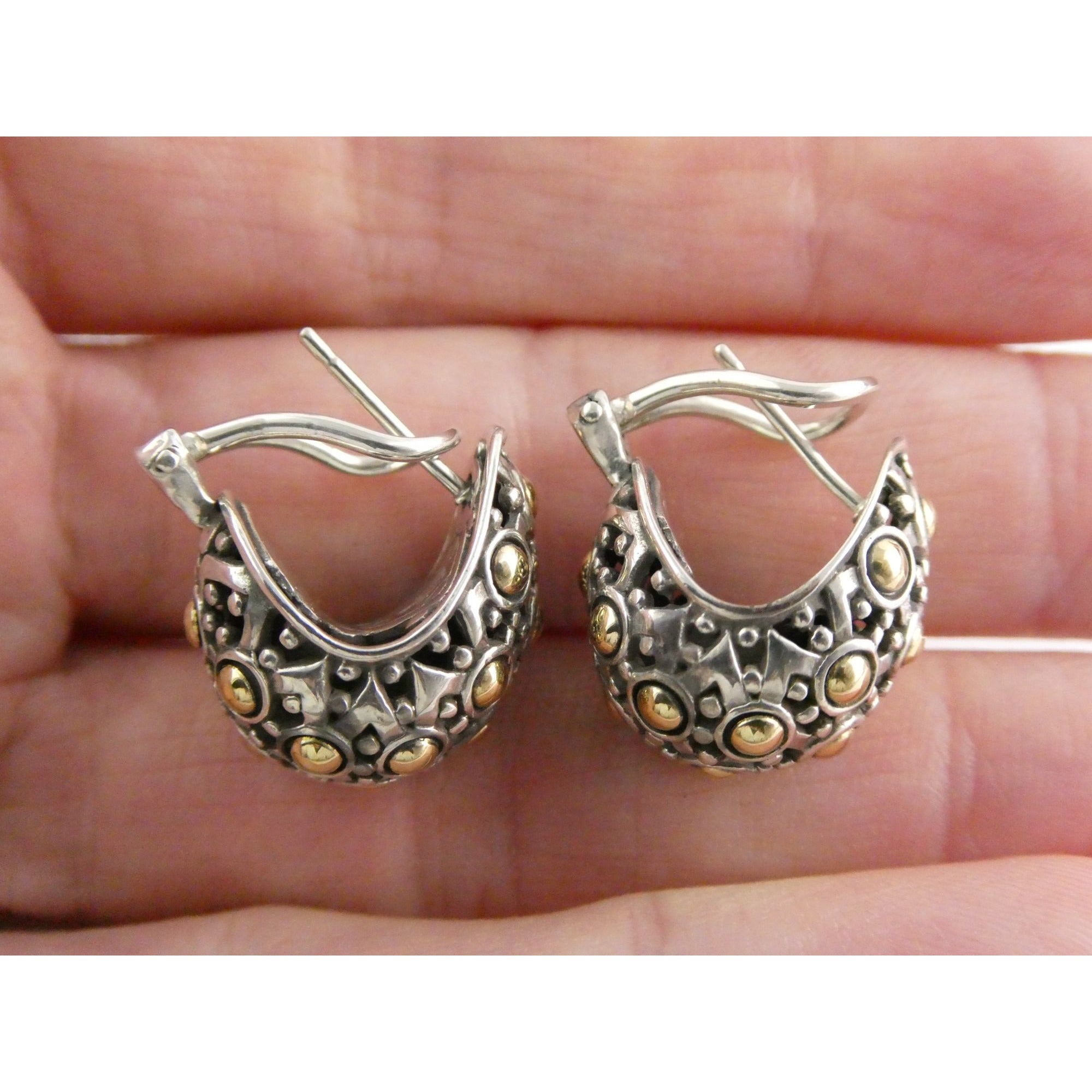 John Hardy Sterling Silver 18k Yellow Gold Jaisalmer Dot Buddha Belly Earrings