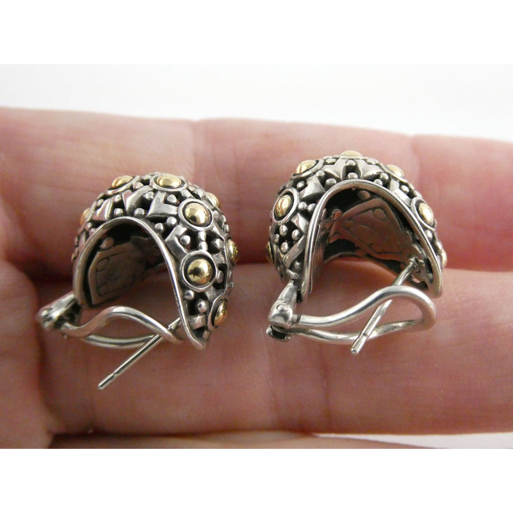 John Hardy Sterling Silver 18k Yellow Gold Jaisalmer Dot Buddha Belly Earrings
