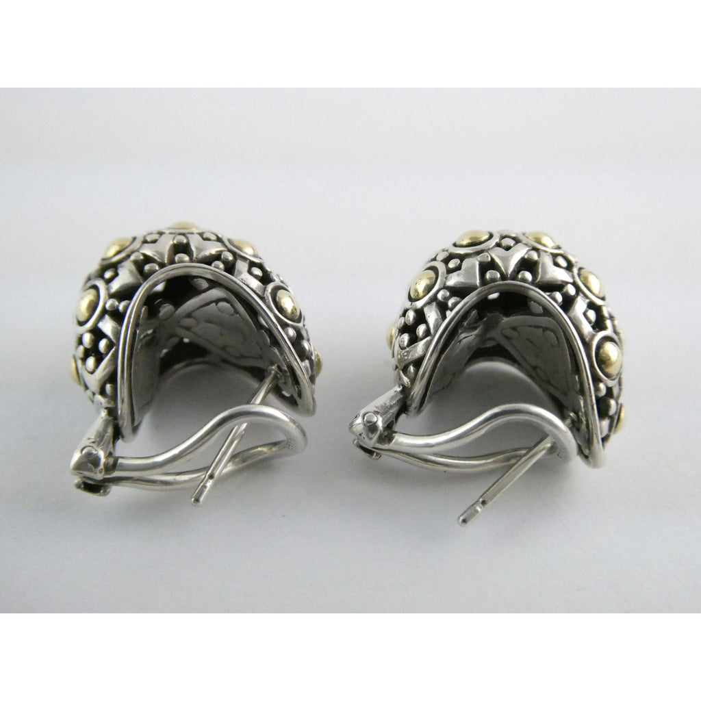 John Hardy Sterling Silver 18k Yellow Gold Jaisalmer Dot Buddha Belly Earrings