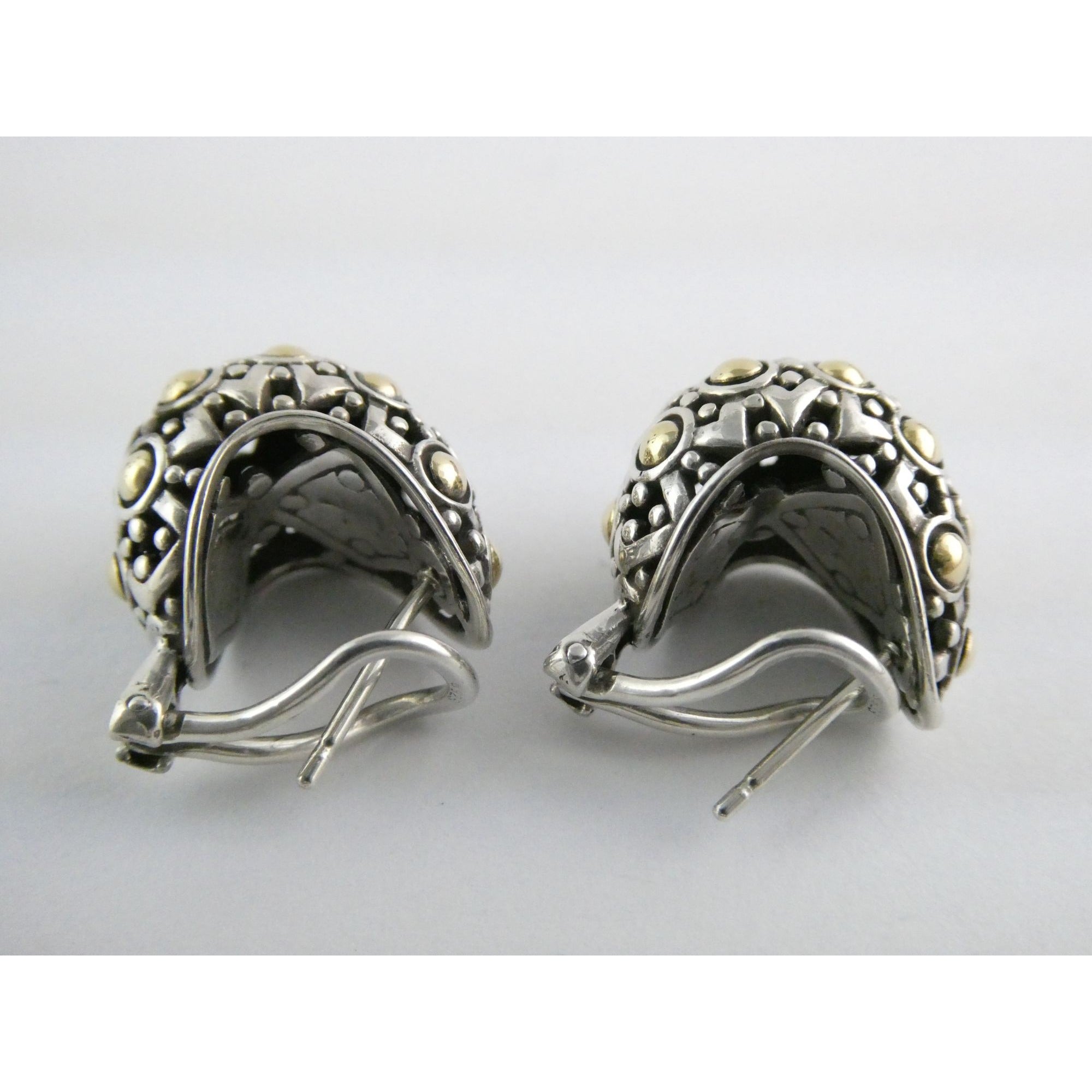John Hardy Sterling Silver 18k Yellow Gold Jaisalmer Dot Buddha Belly Earrings