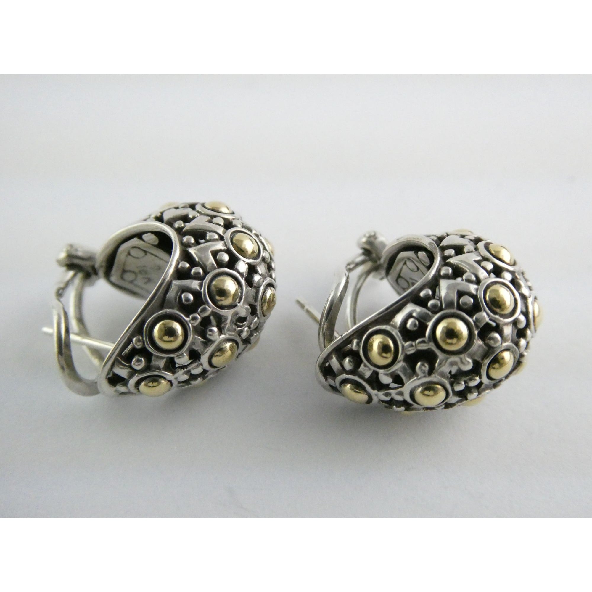 John Hardy Sterling Silver 18k Yellow Gold Jaisalmer Dot Buddha Belly Earrings