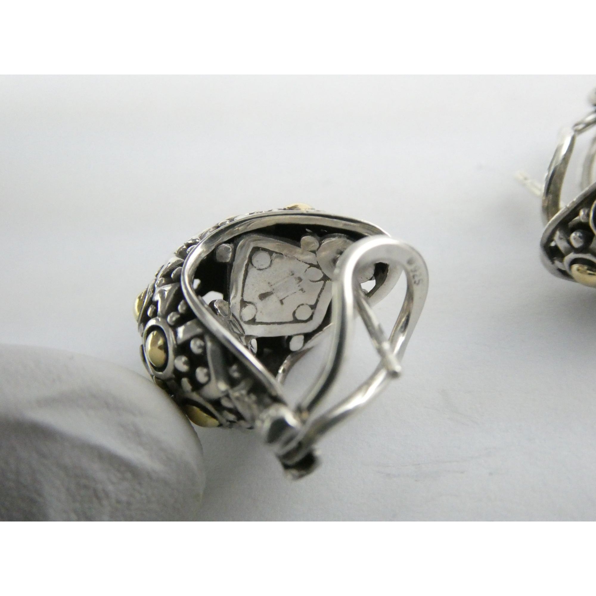 John Hardy Sterling Silver 18k Yellow Gold Jaisalmer Dot Buddha Belly Earrings