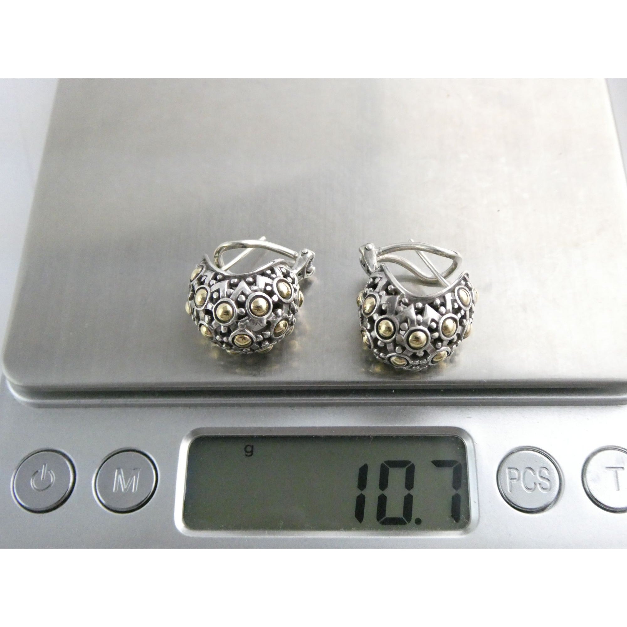 John Hardy Sterling Silver 18k Yellow Gold Jaisalmer Dot Buddha Belly Earrings