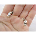 Ross Simons Sterling Silver White Crystal Stud Curled Earrings 3.1g .75 Inch
