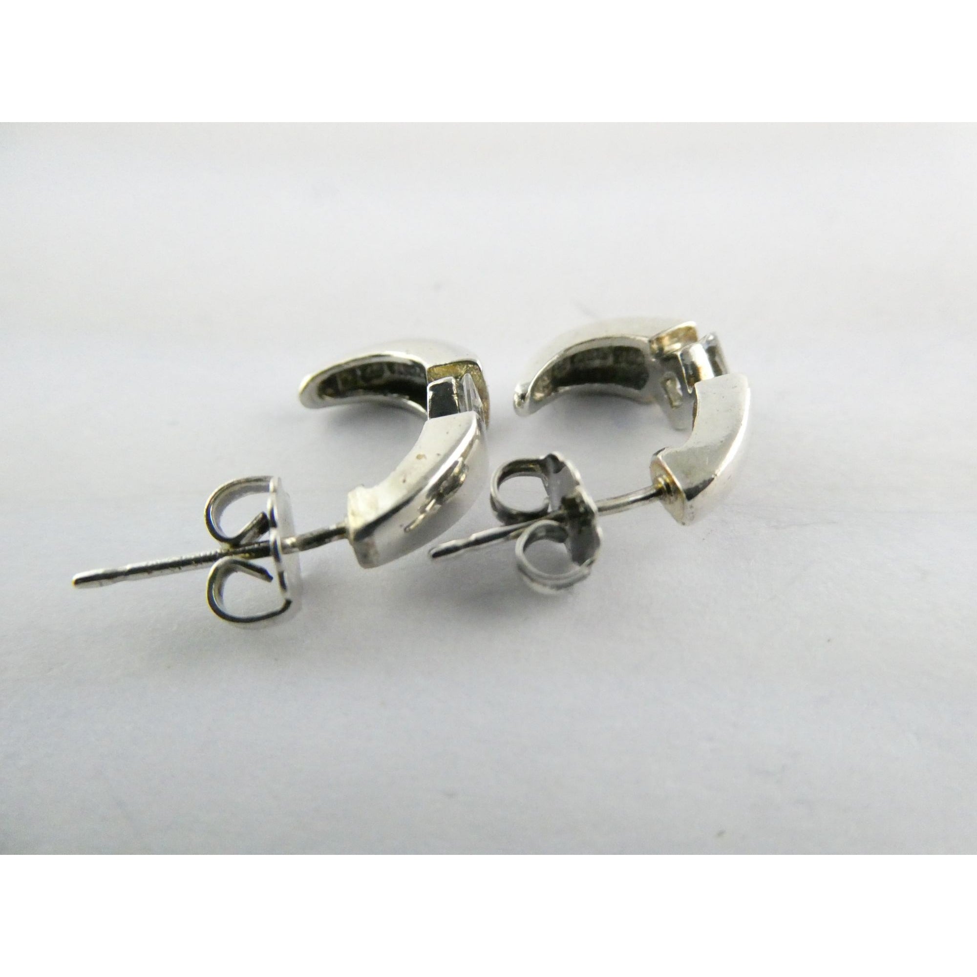 Ross Simons Sterling Silver White Crystal Stud Curled Earrings 3.1g .75 Inch