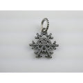 Sterling Silver White Crystal Studded Snowflake Pendant Charm 2g 25mm Length