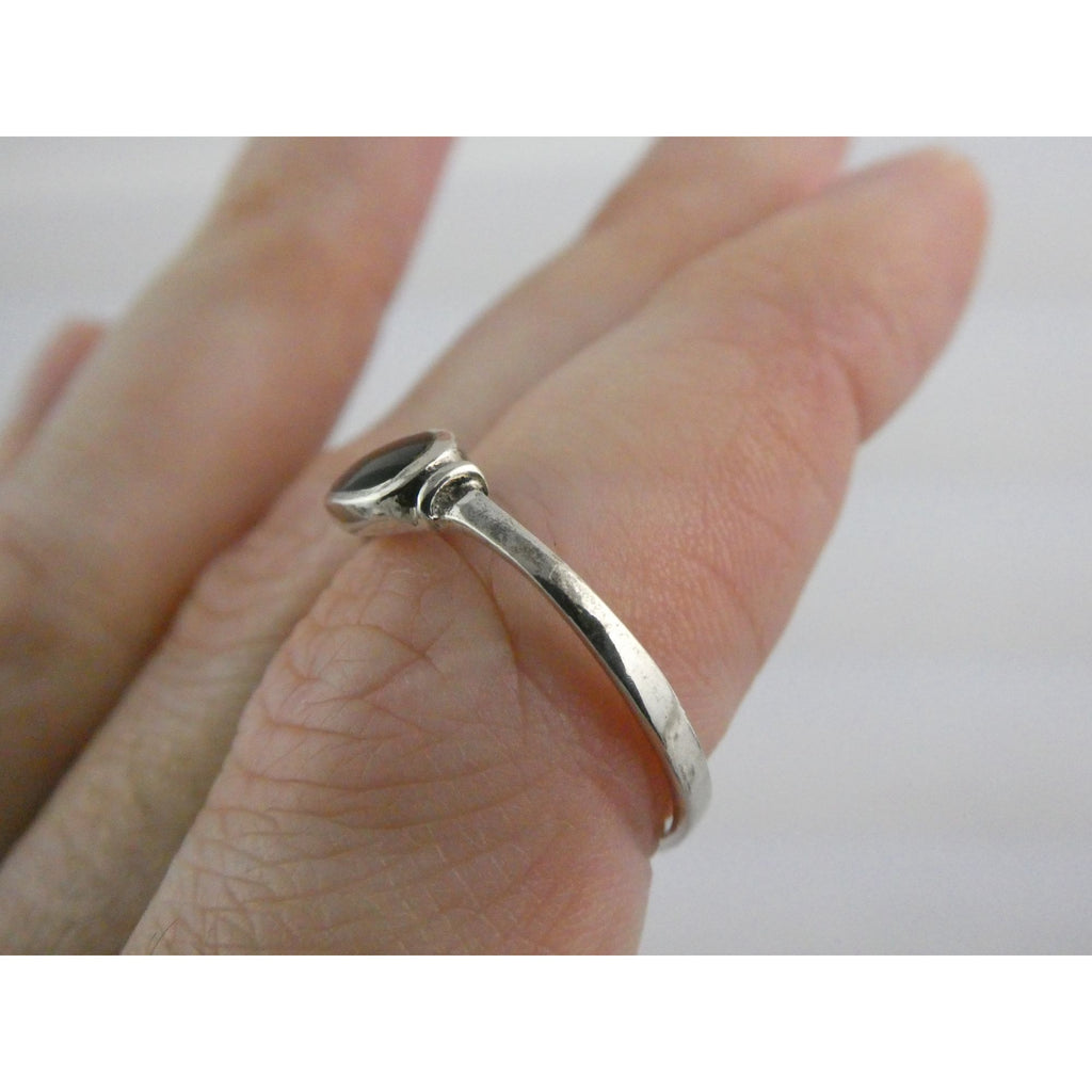Sterling Silver Black Onyx Oval Inlay Ring Size 9.75 Weighs 1.6 Grams