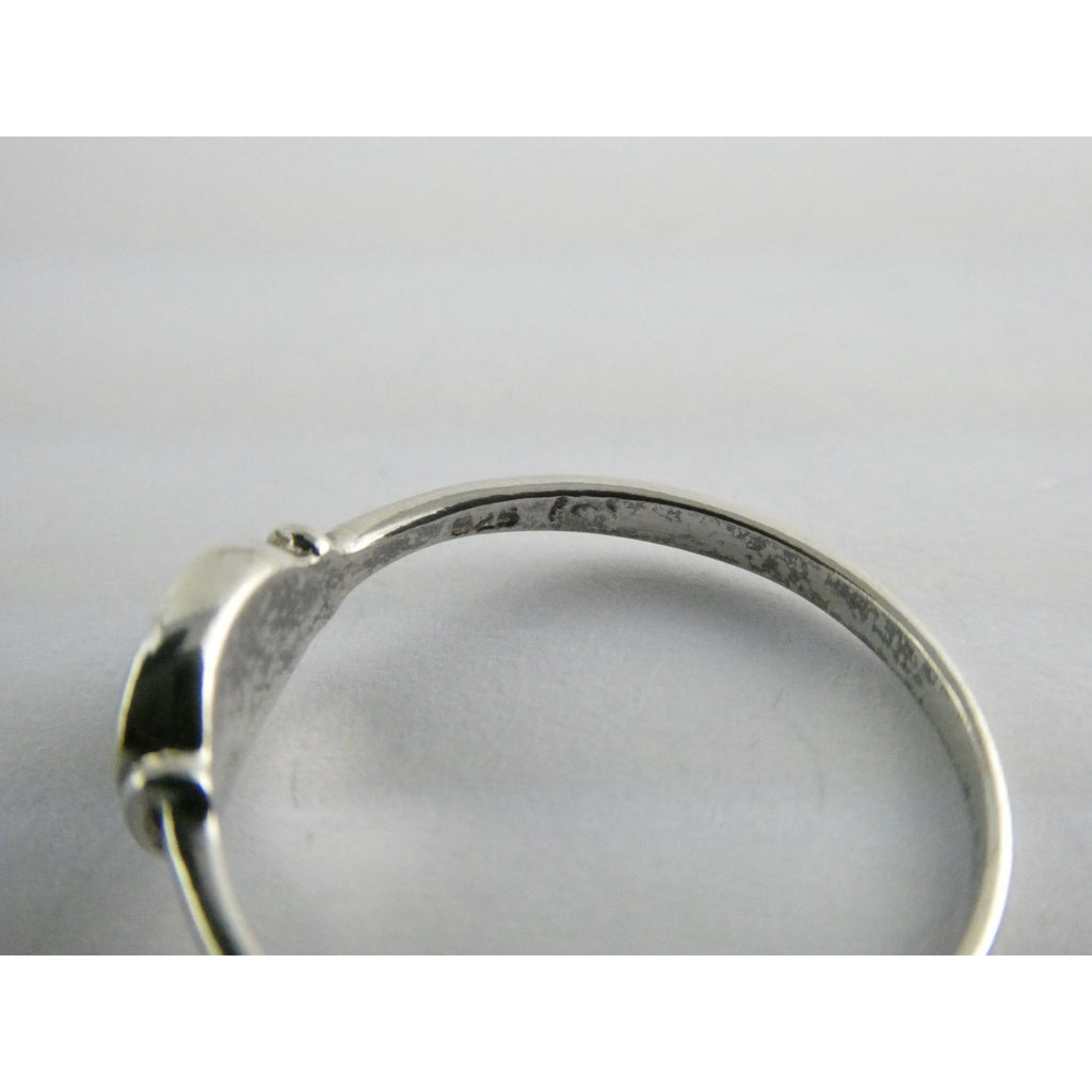 Sterling Silver Black Onyx Oval Inlay Ring Size 9.75 Weighs 1.6 Grams