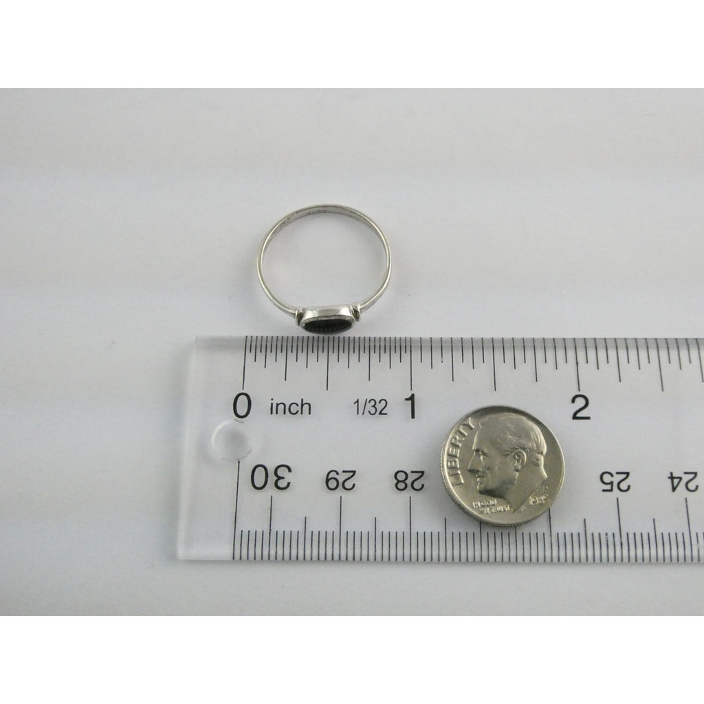 Sterling Silver Black Onyx Oval Inlay Ring Size 9.75 Weighs 1.6 Grams