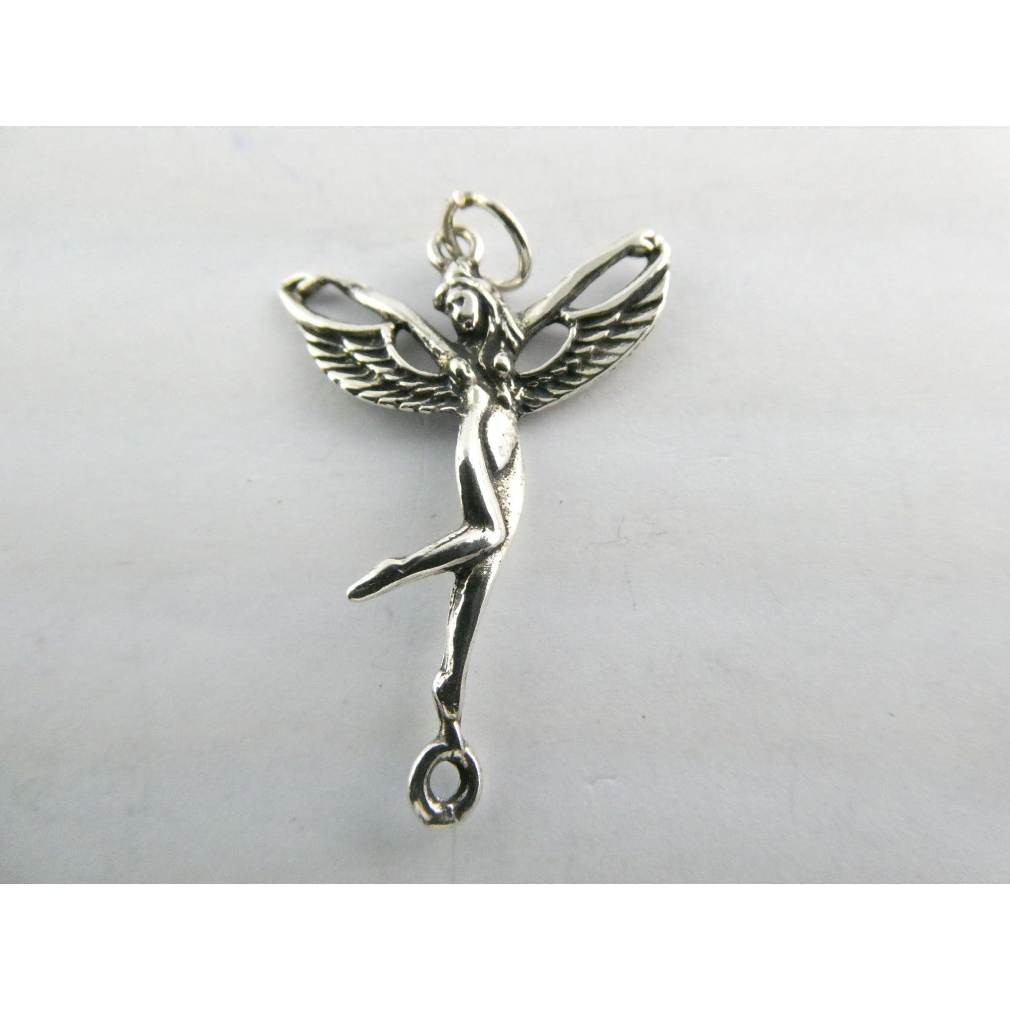 Sterling Silver Reclaimed Fairy Charm Pendant 1.5g 30mm Length