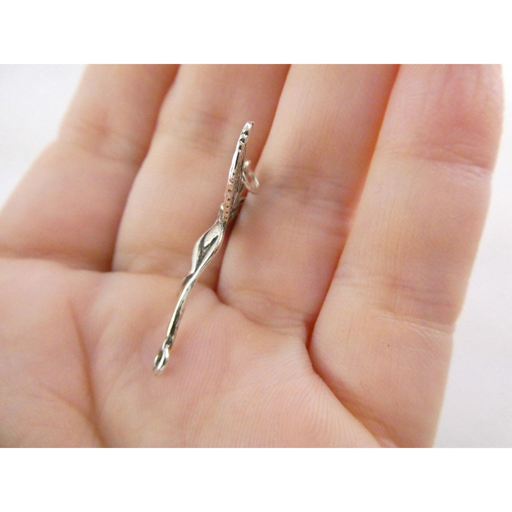 Sterling Silver Reclaimed Fairy Charm Pendant 1.5g 30mm Length
