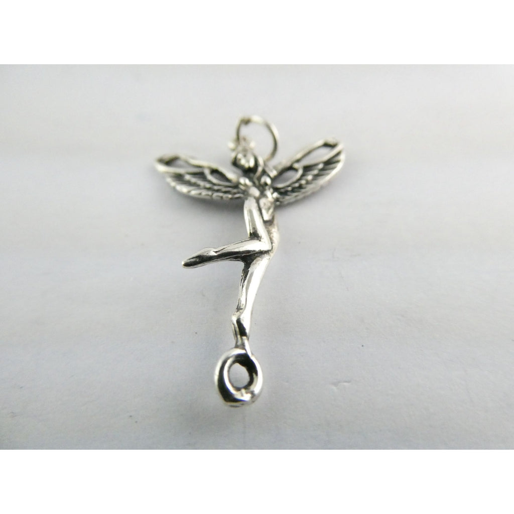 Sterling Silver Reclaimed Fairy Charm Pendant 1.5g 30mm Length
