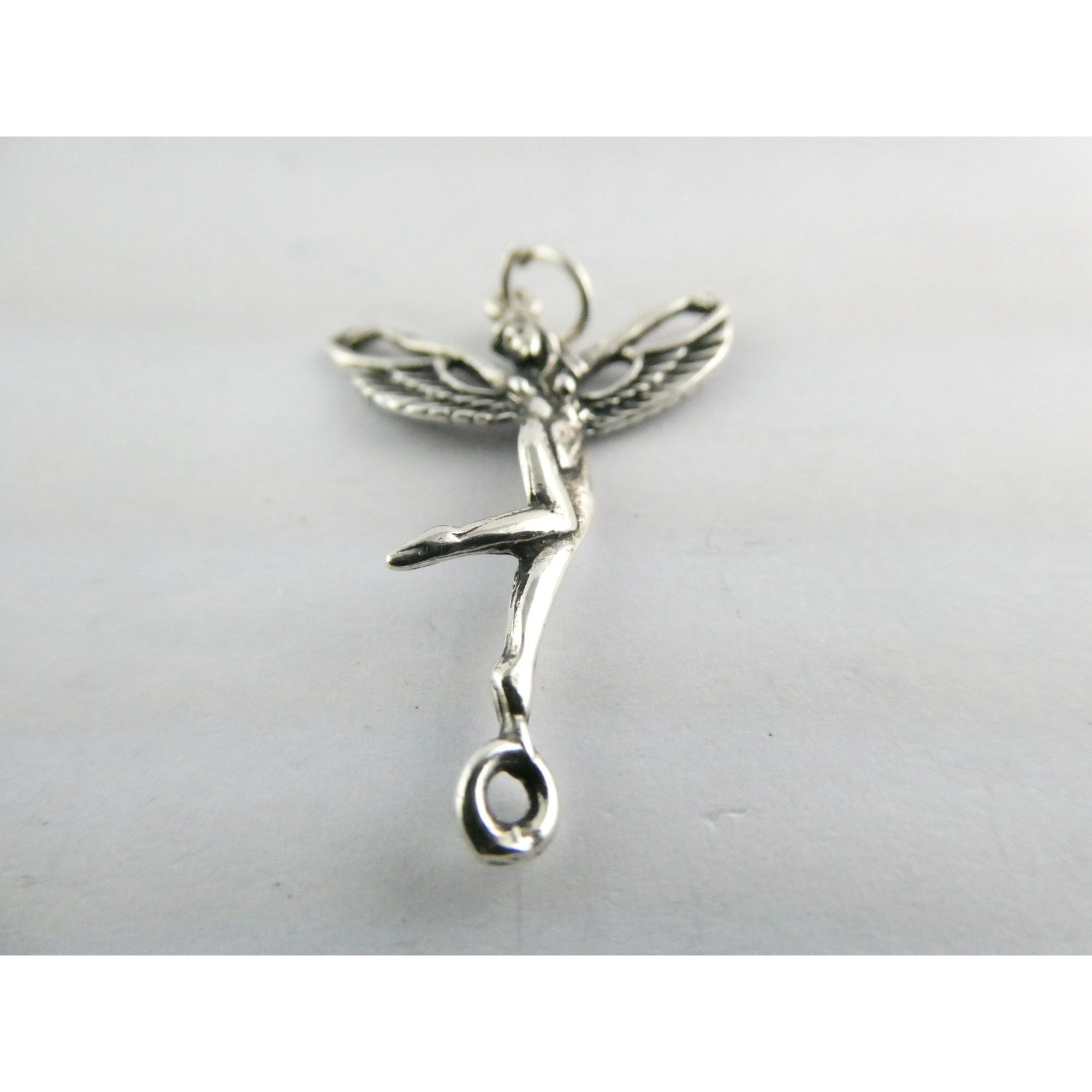 Sterling Silver Reclaimed Fairy Charm Pendant 1.5g 30mm Length